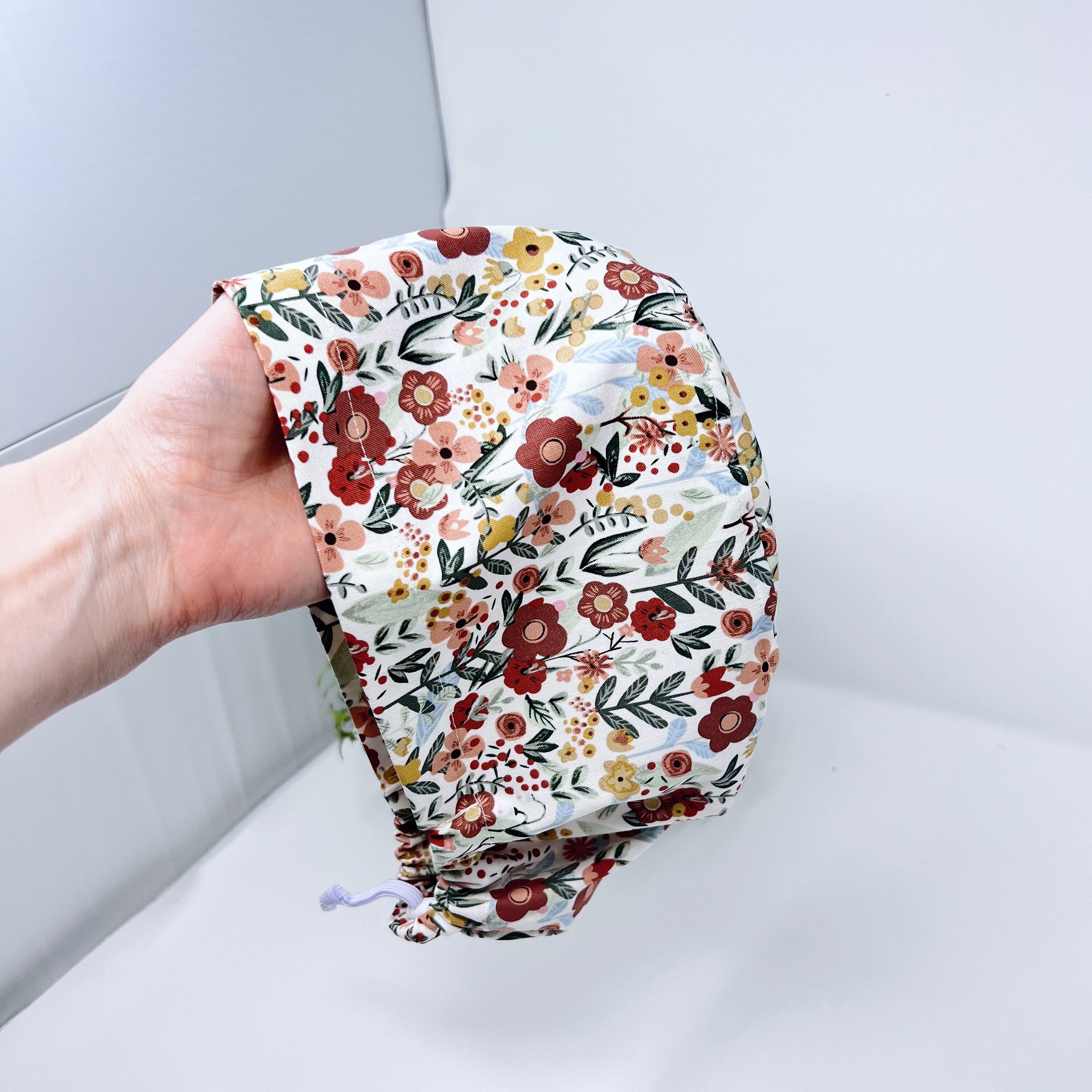 Flowers Euro Scrub Cap for Women with Satin Lined Option by Paradise Caps.