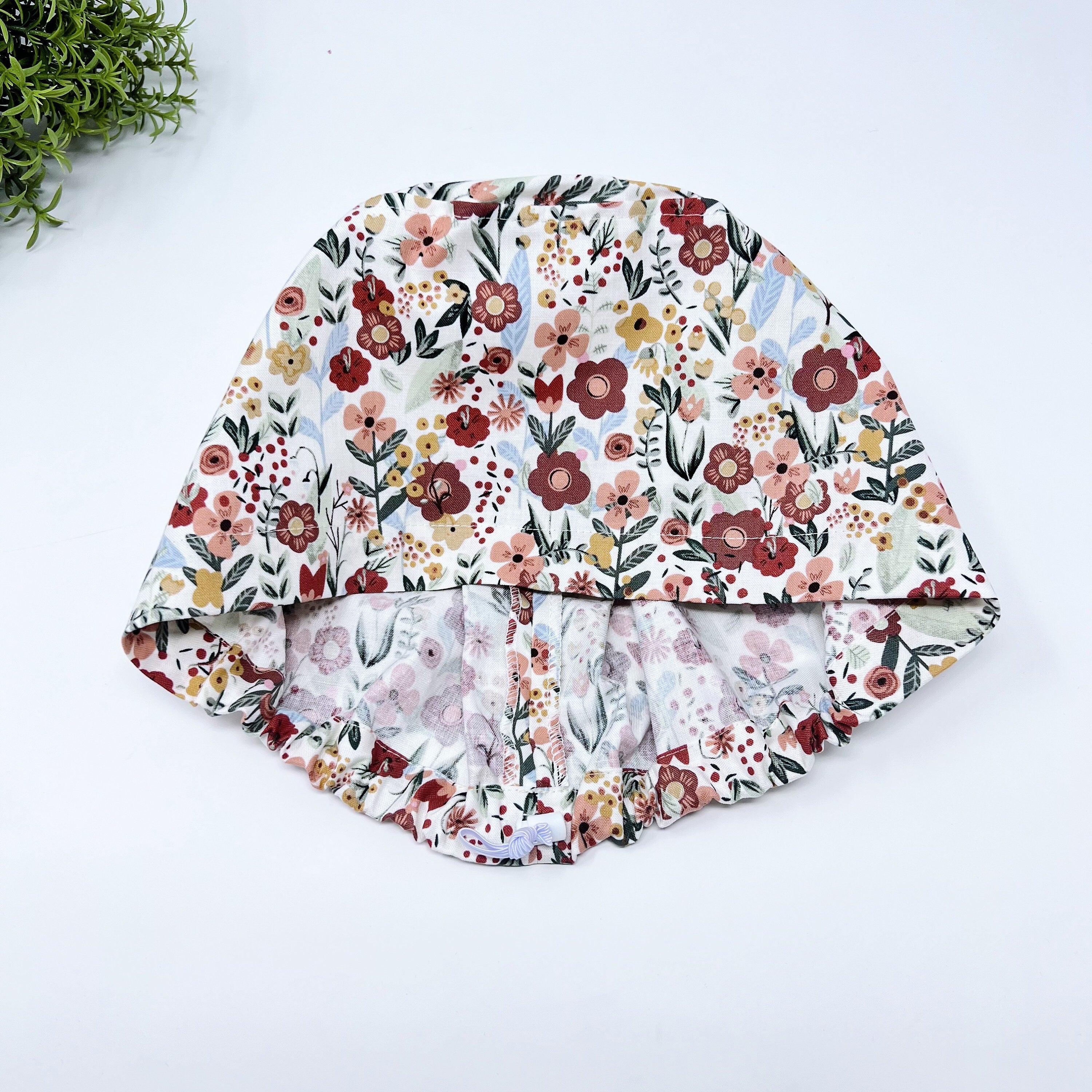 Flowers Euro Scrub Cap for Women with Satin Lined Option by Paradise Caps.