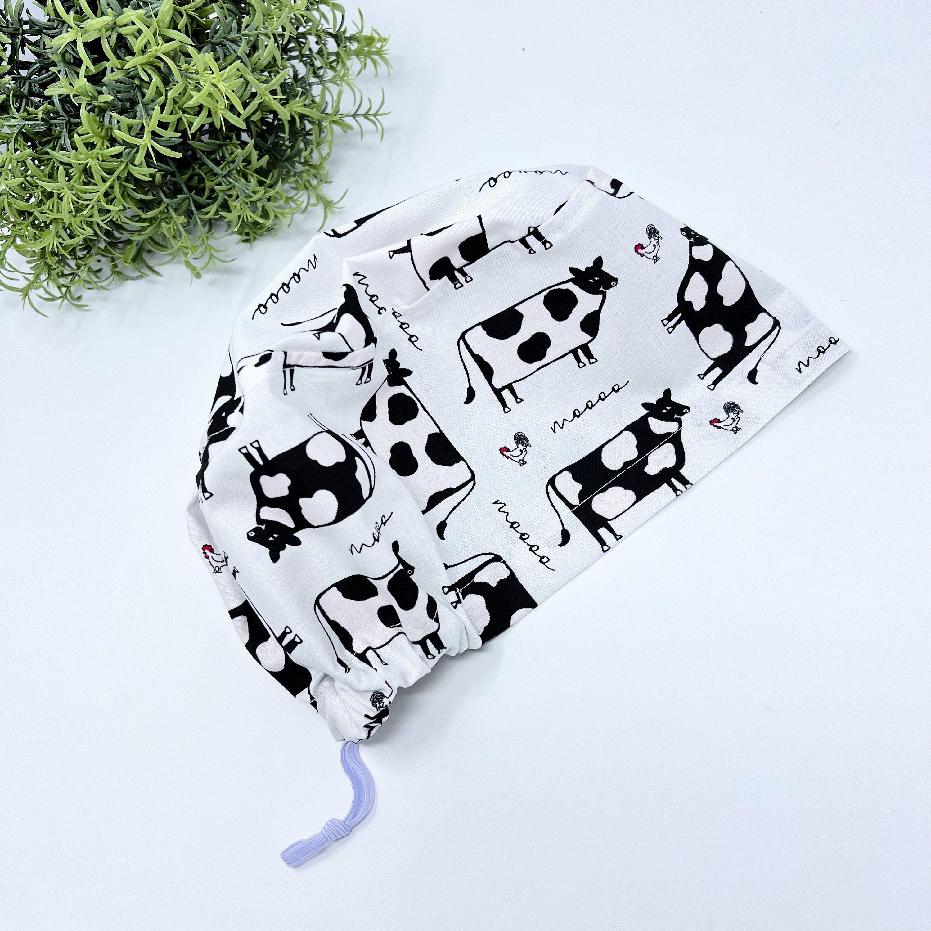 Cows Euro Scrub Cap for Women with Satin Lined Option by Paradise Caps.