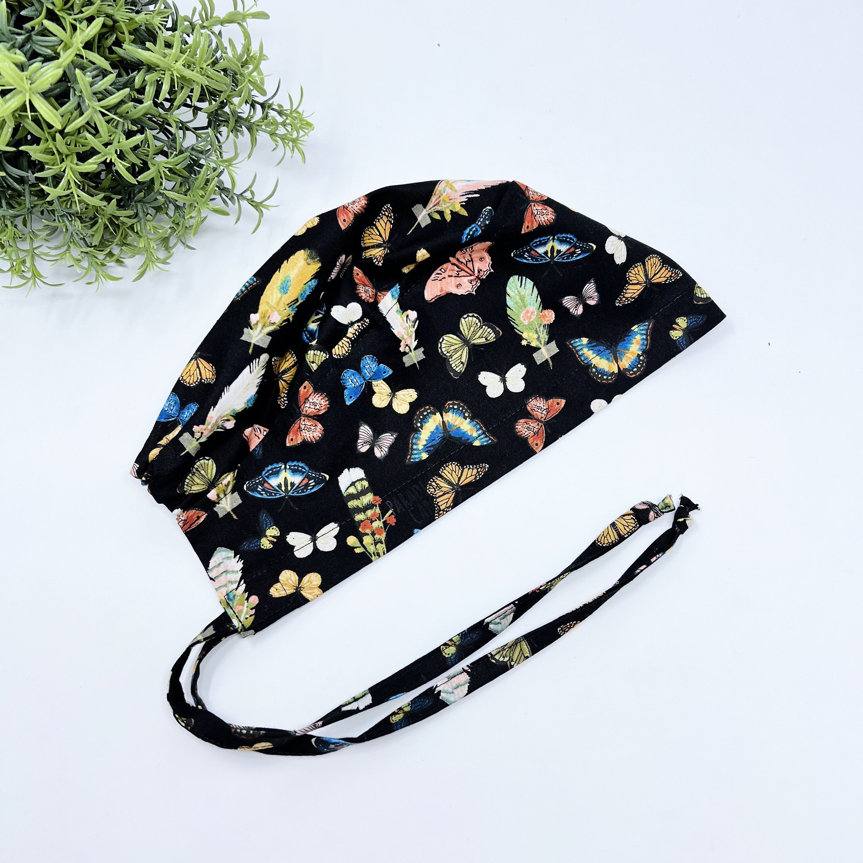 Butterflies Skull tie-back style surgical scrub cap for men by Paradise Caps.