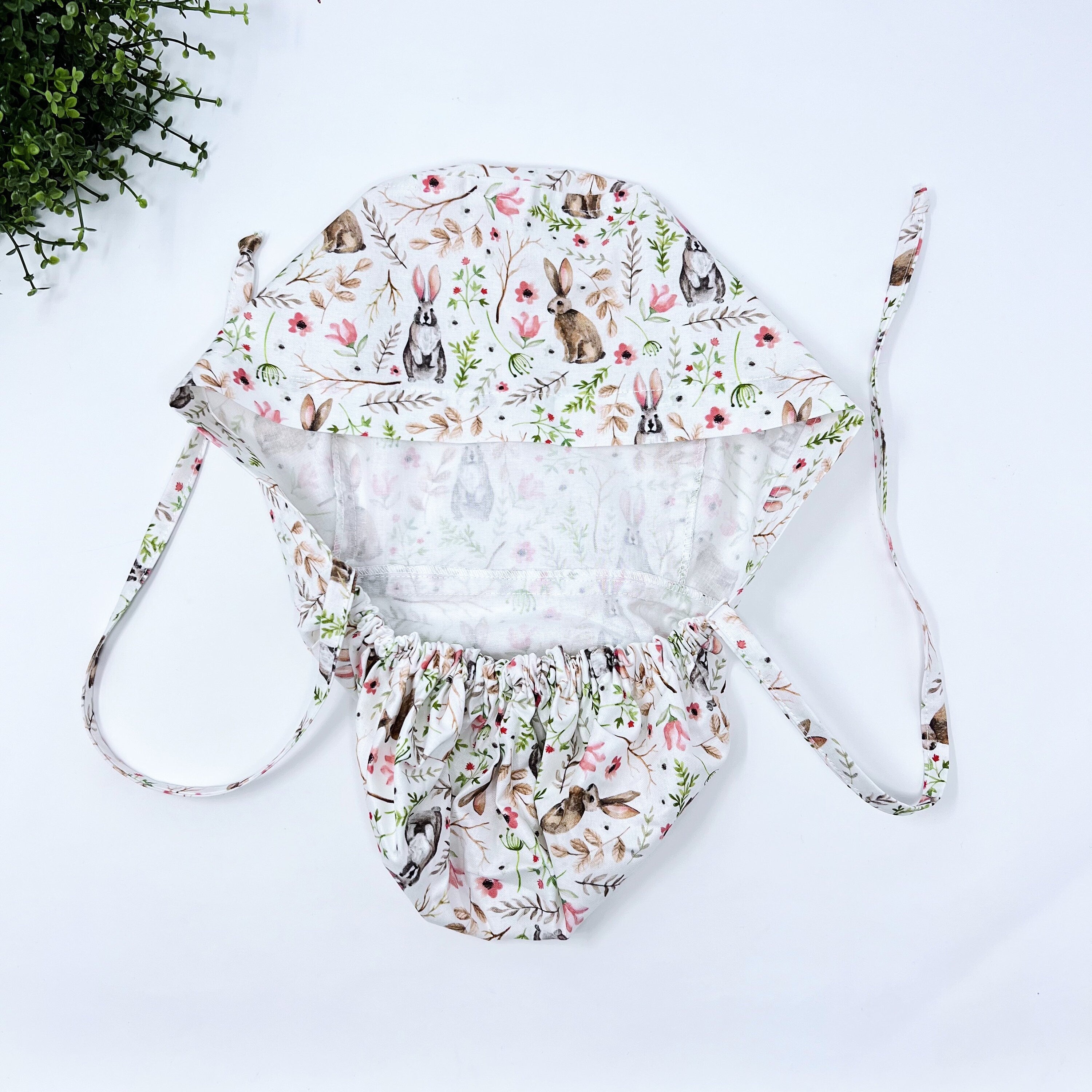 Easter Ponytail scrub cap for women with satin lined option by Paradise Caps.