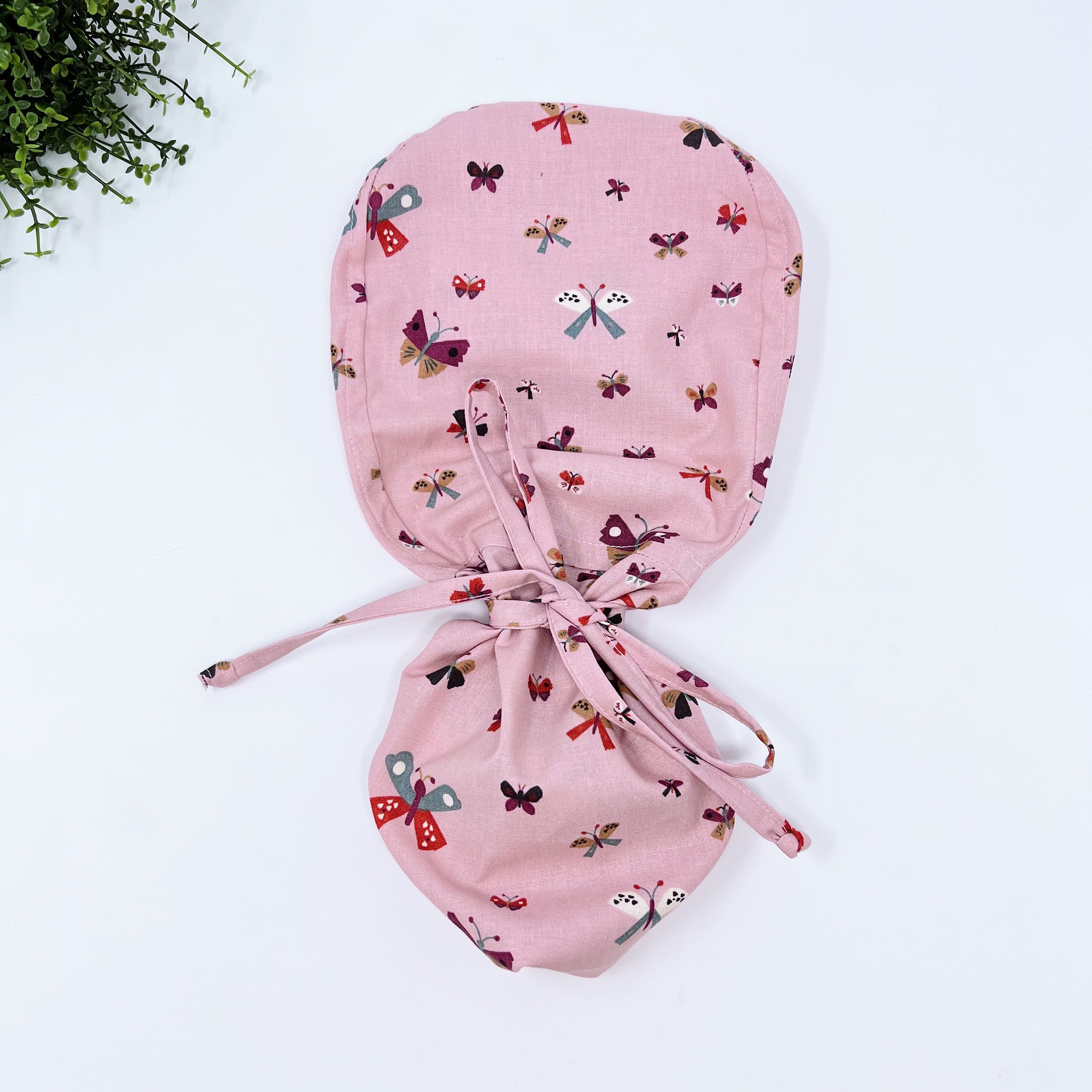 Butterflies Ponytail scrub cap for women with satin lined option by Paradise Caps.