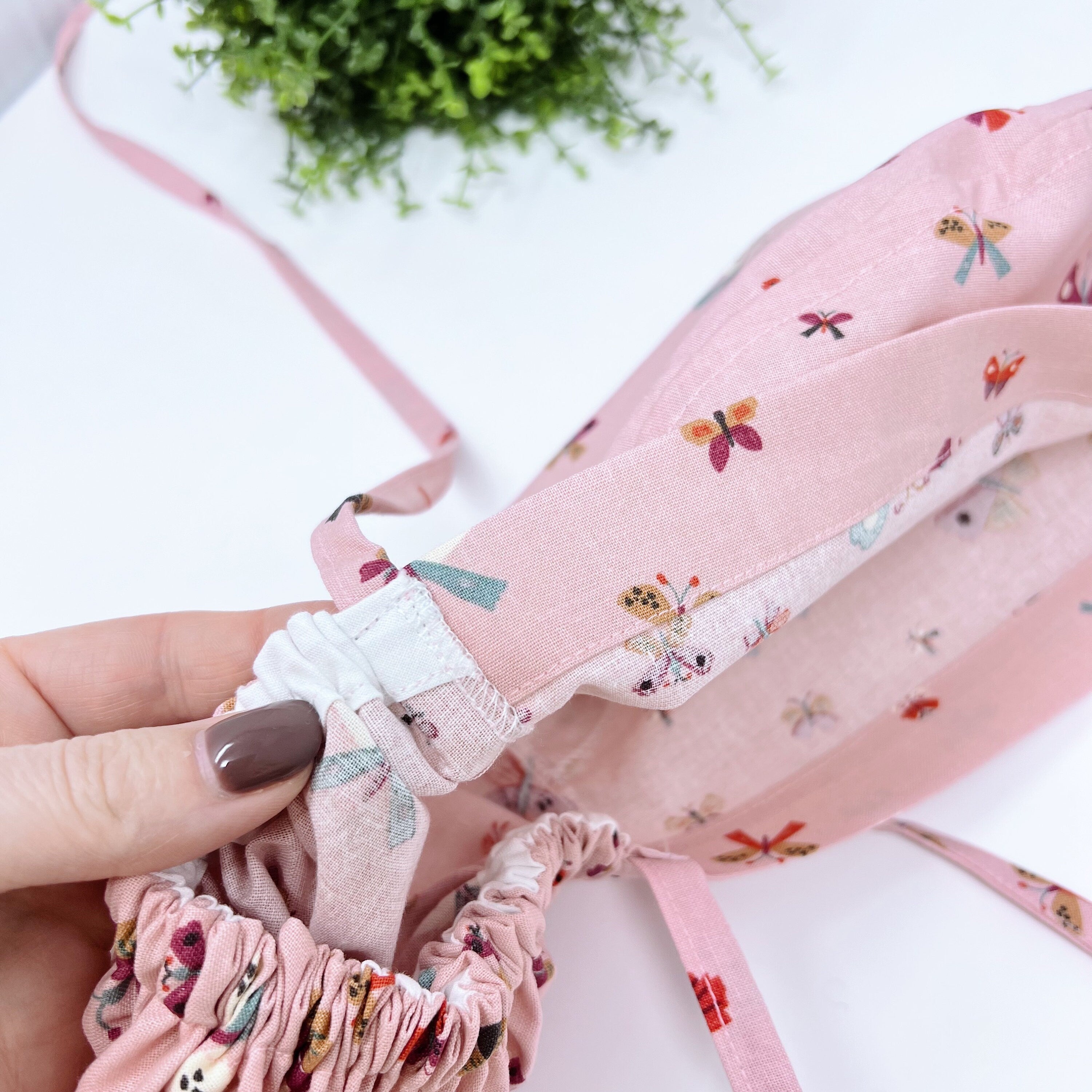 Butterflies Ponytail scrub cap for women with satin lined option by Paradise Caps.