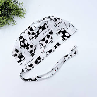 Cows Skull tie-back style surgical scrub cap for men by Paradise Caps.