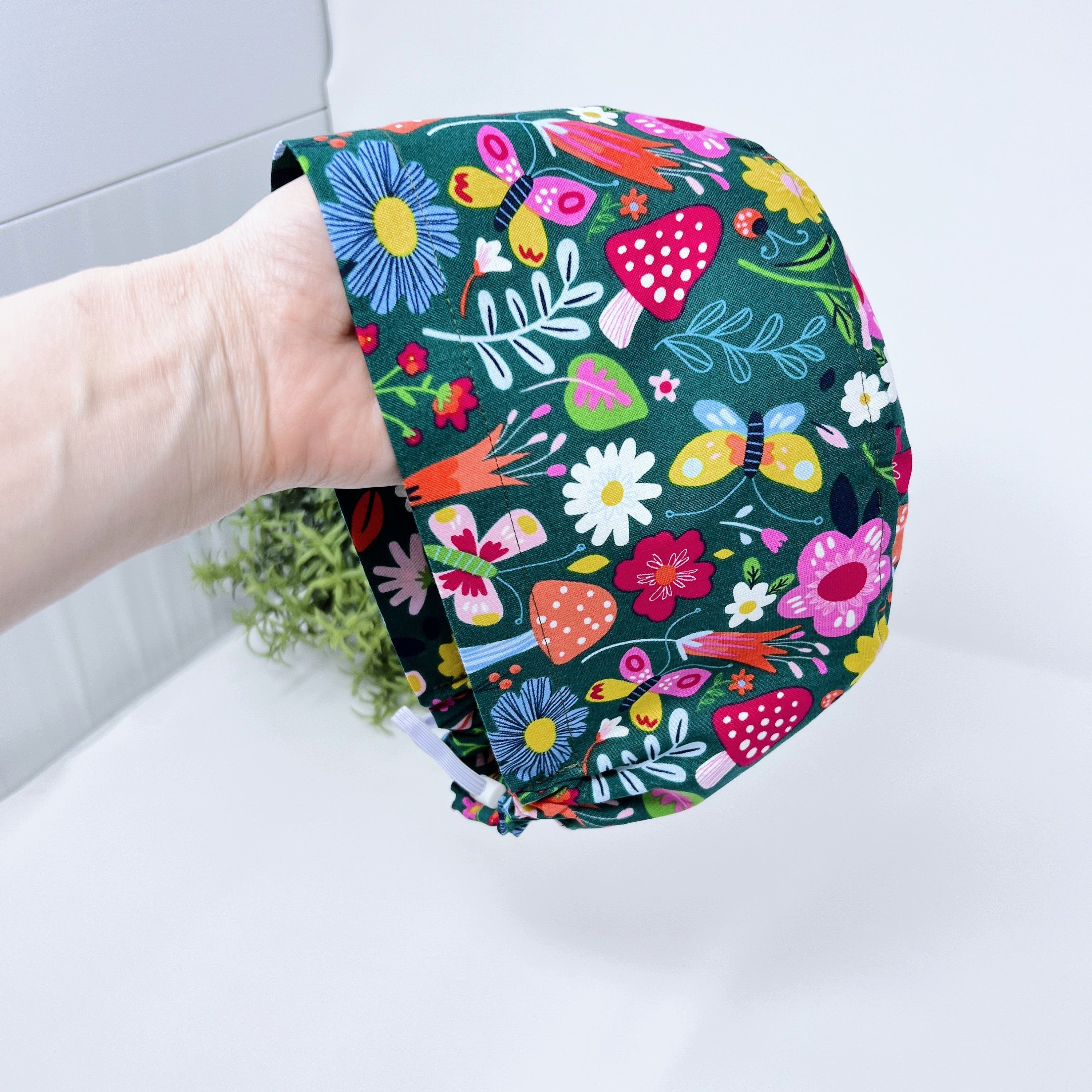 Mushroom Euro Scrub Cap for Women with Satin Lined Option by Paradise Caps.