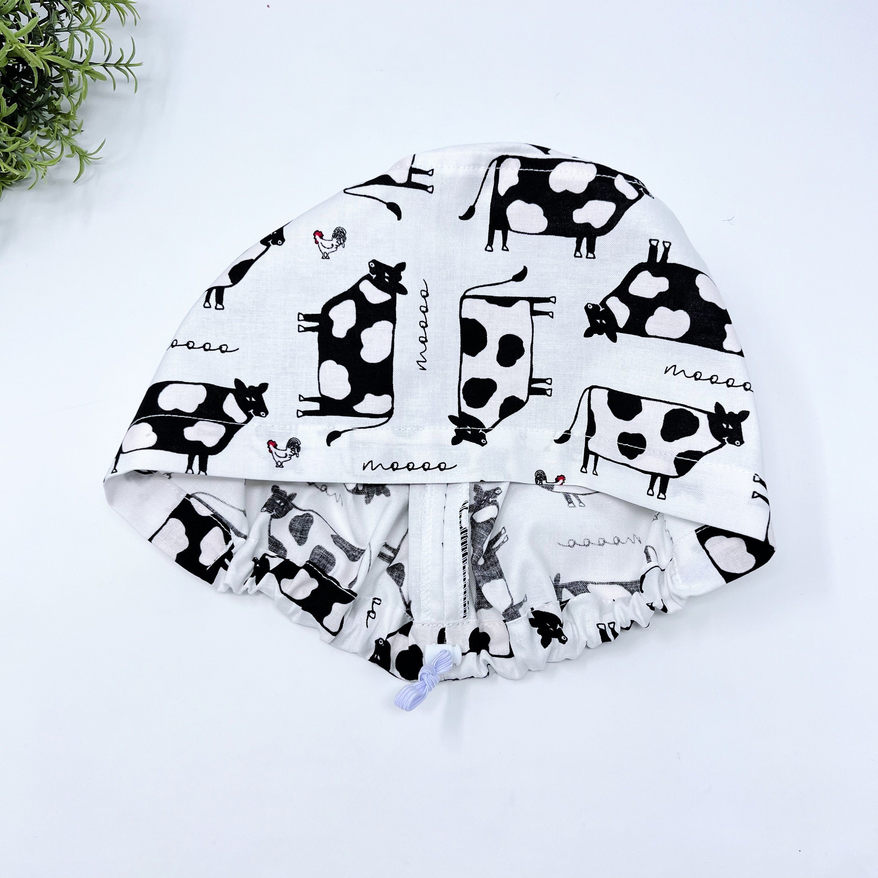 Cows Euro Scrub Cap for Women with Satin Lined Option by Paradise Caps.