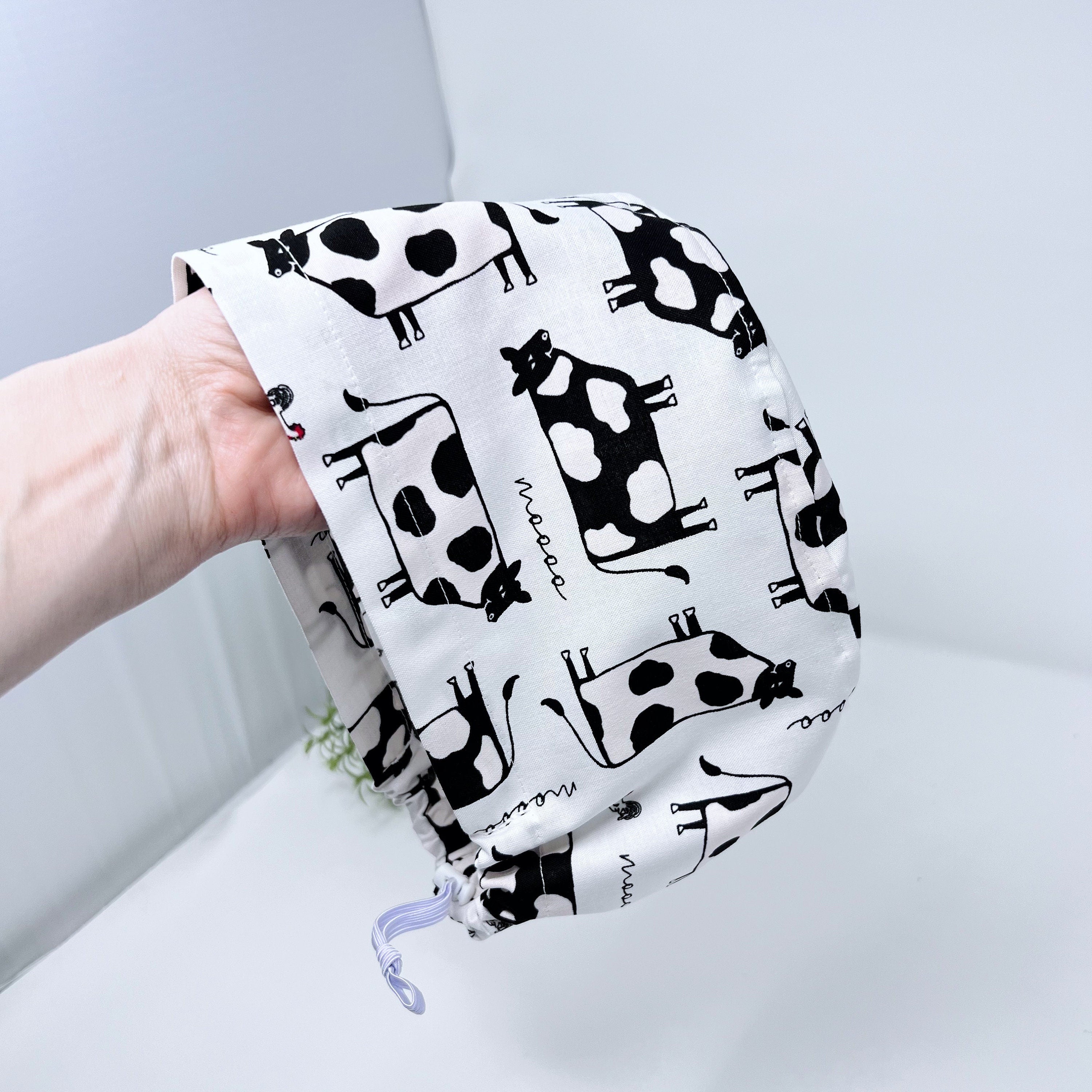 Cows Euro Scrub Cap for Women with Satin Lined Option by Paradise Caps.