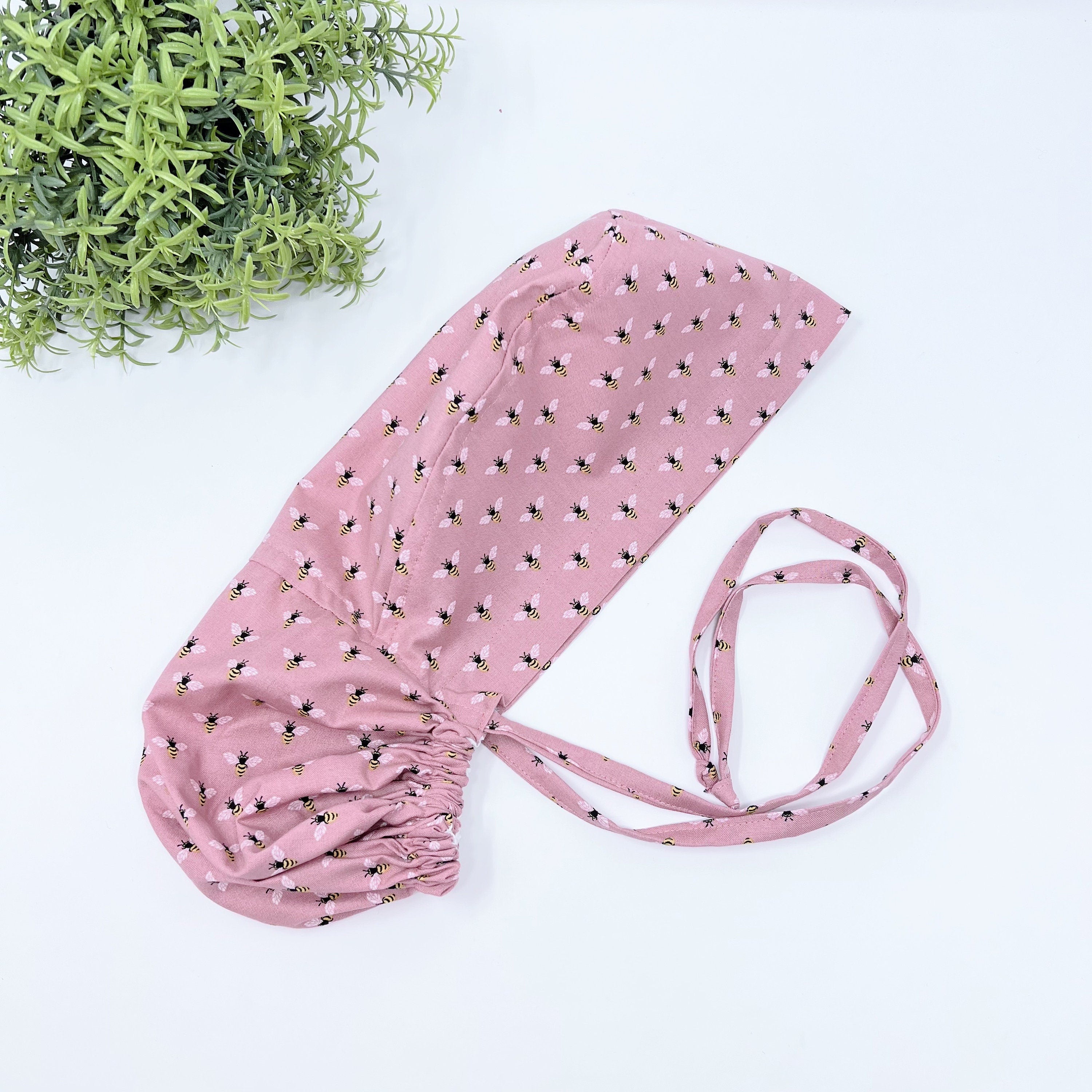 Bees Ponytail scrub cap for women with satin lined option by Paradise Caps.