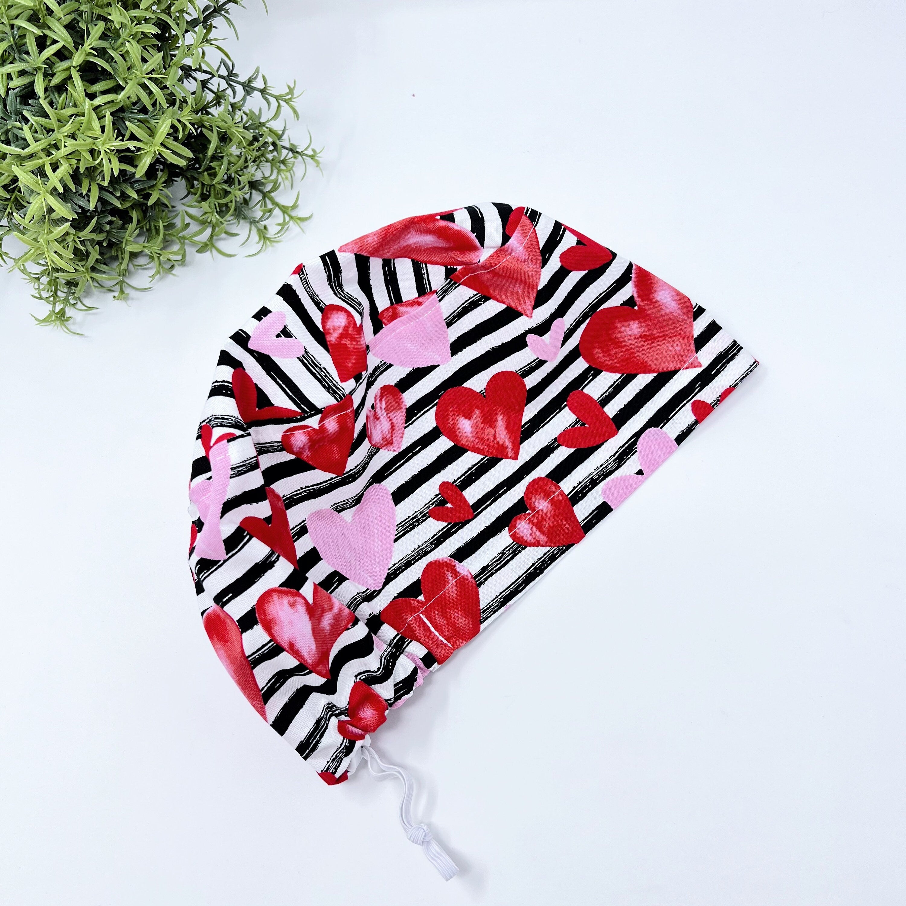 Valentine's day Euro Scrub Cap for Women with Satin Lined Option by Paradise Caps.