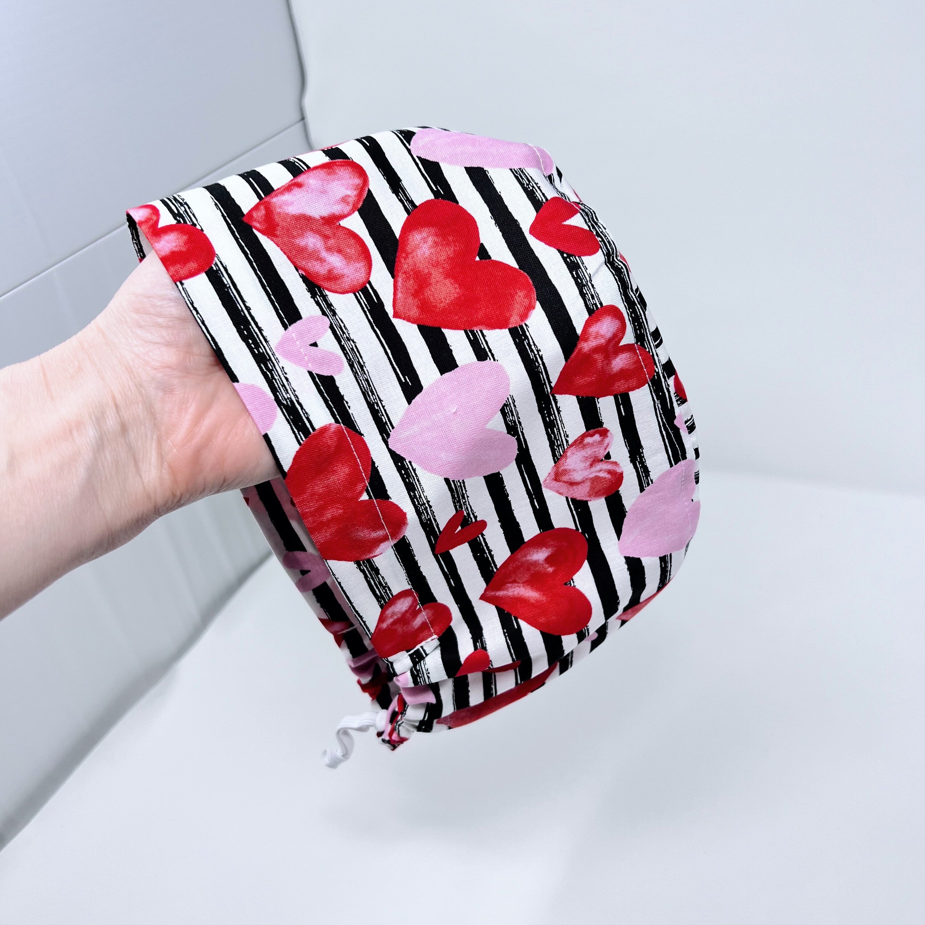 Valentine's day Euro Scrub Cap for Women with Satin Lined Option by Paradise Caps.