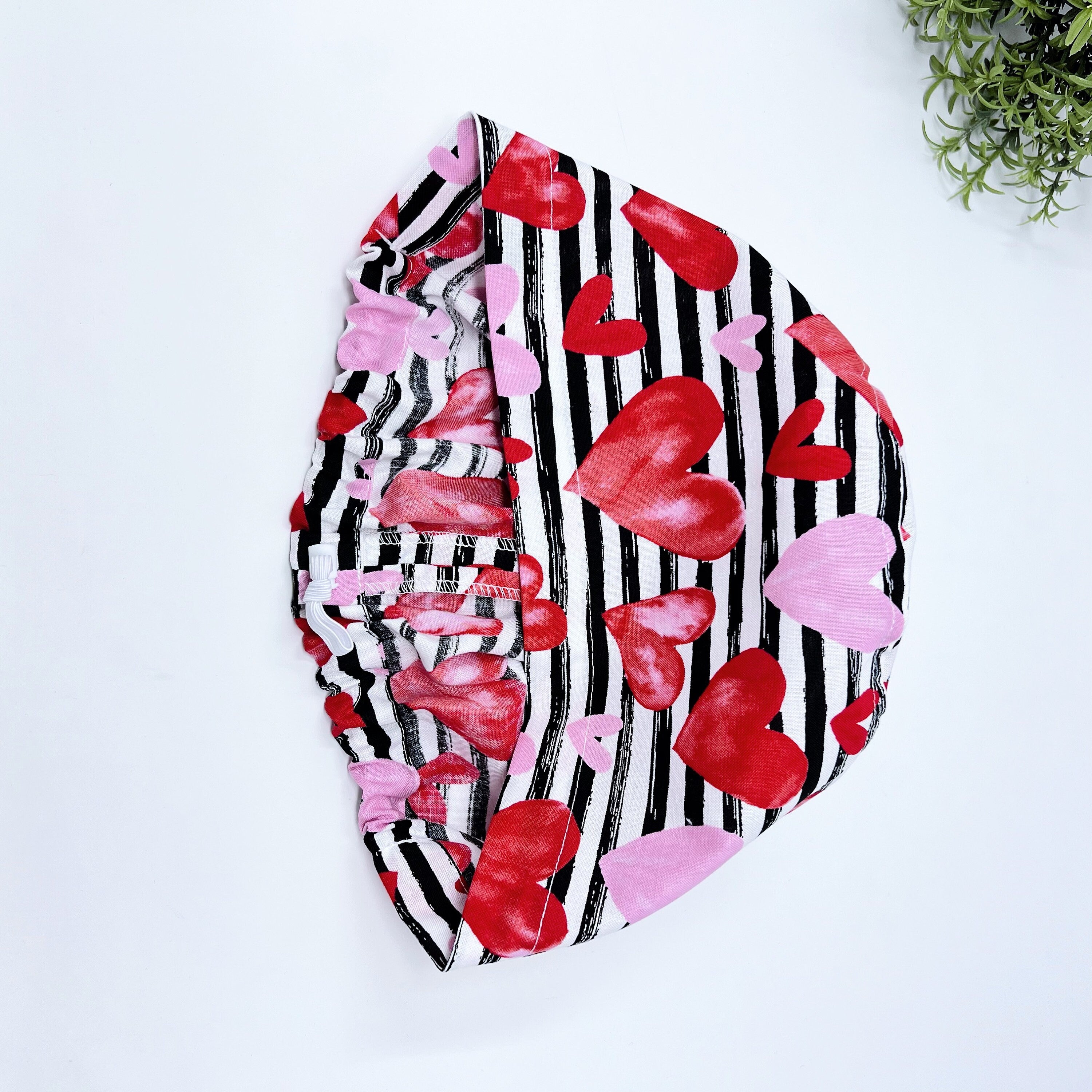 Valentine's day Euro Scrub Cap for Women with Satin Lined Option by Paradise Caps.