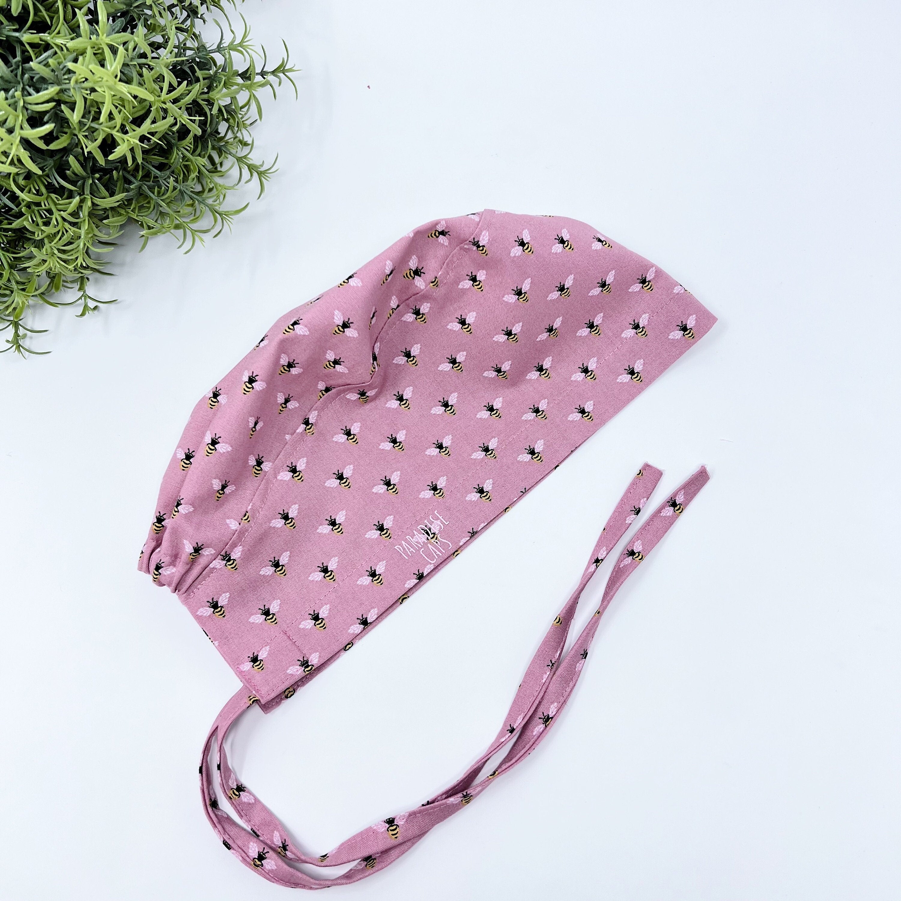 Bees Skull tie-back style surgical scrub cap for men by Paradise Caps.