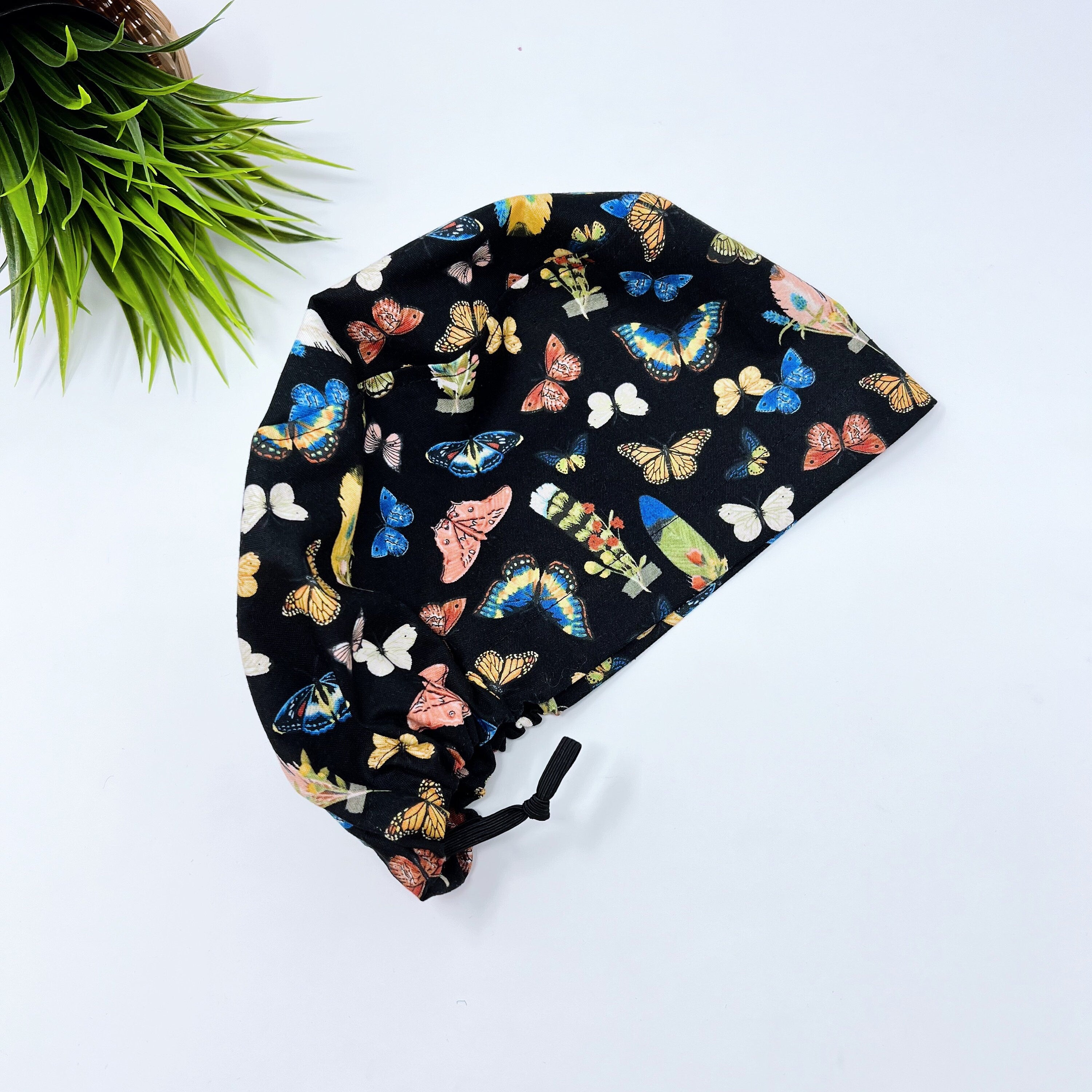 Butterflies Euro Scrub Cap for Women with Satin Lined Option by Paradise Caps.