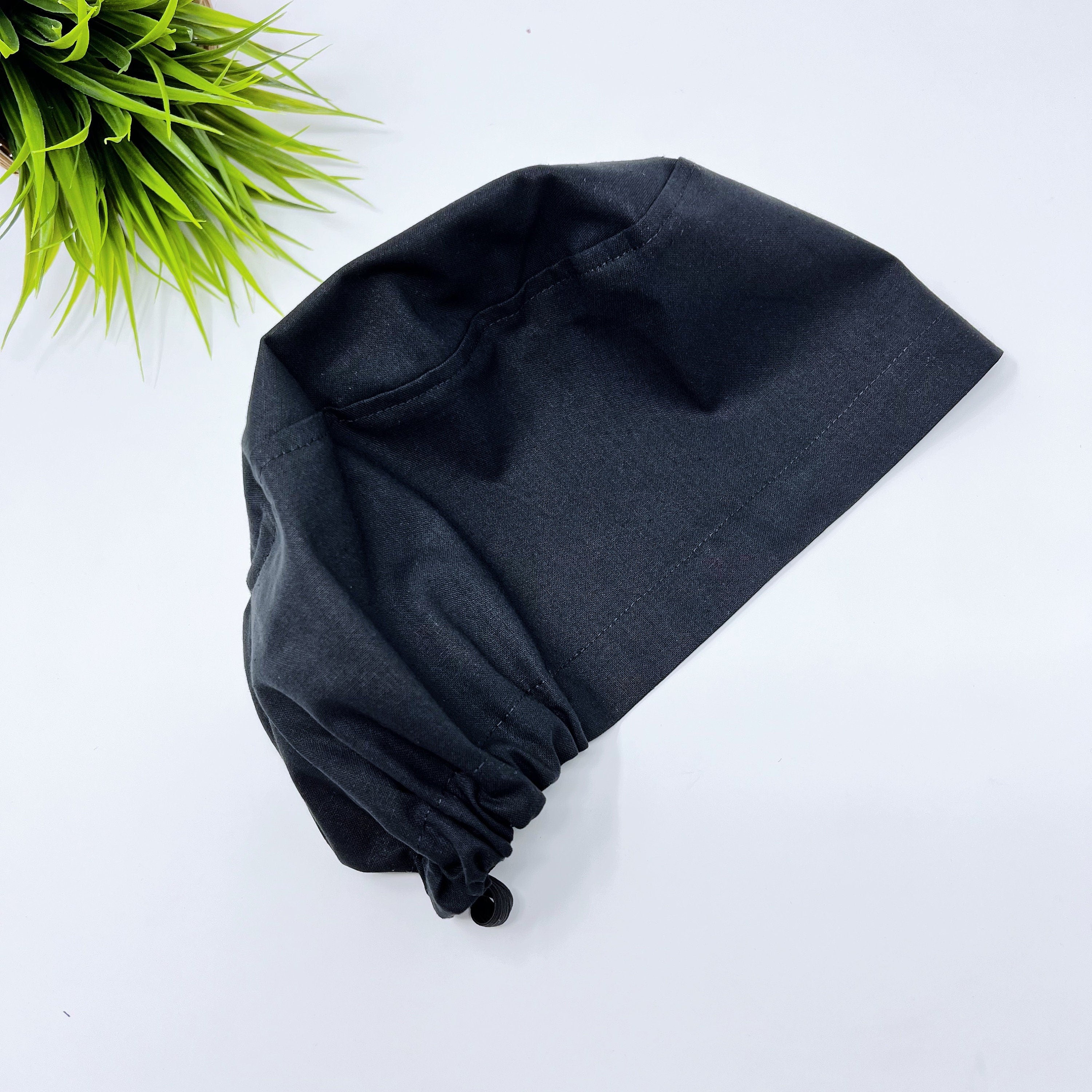 Black Euro Scrub Cap for Women with Satin Lined Option by Paradise Caps.