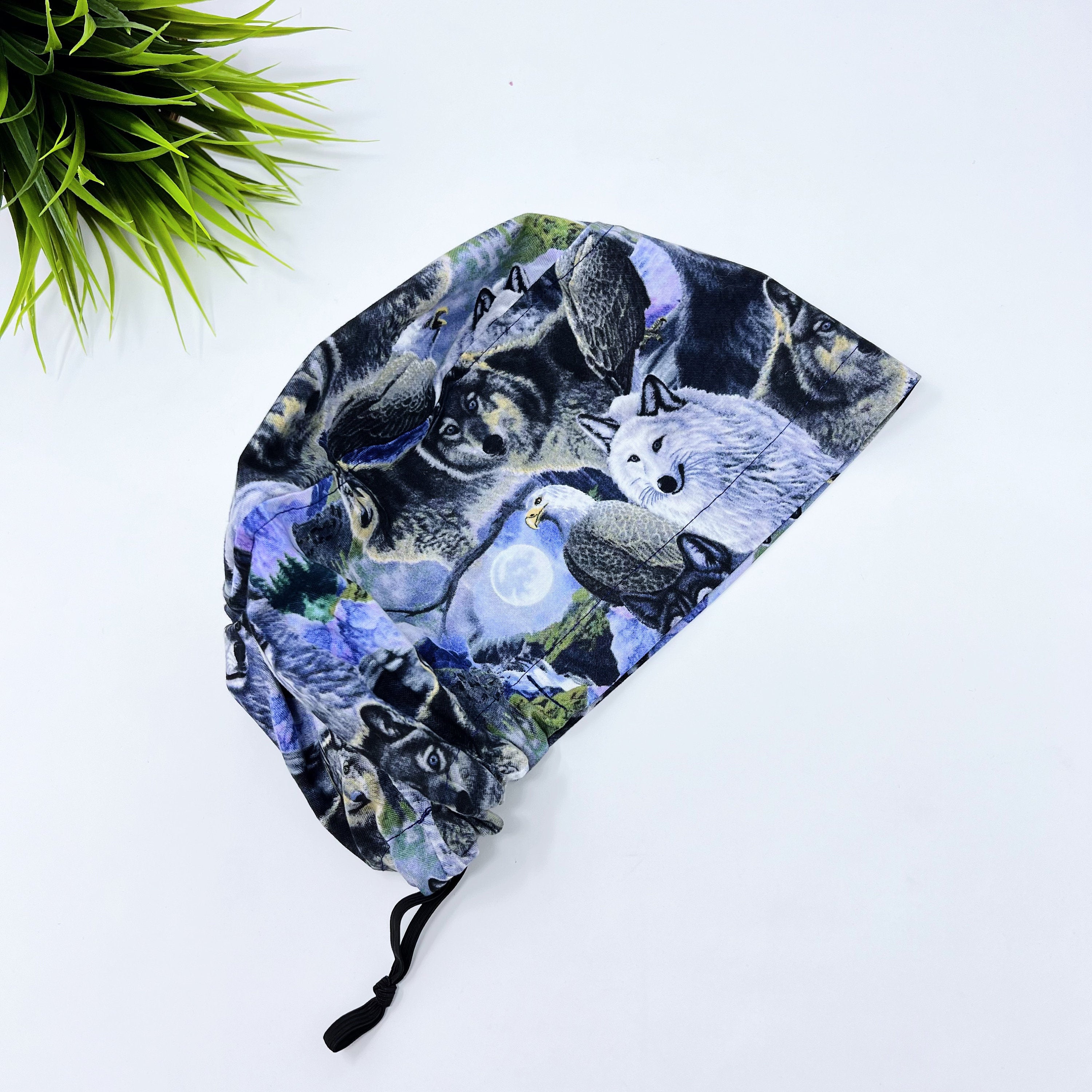 Wolves Euro Scrub Cap for Women with Satin Lined Option by Paradise Caps.