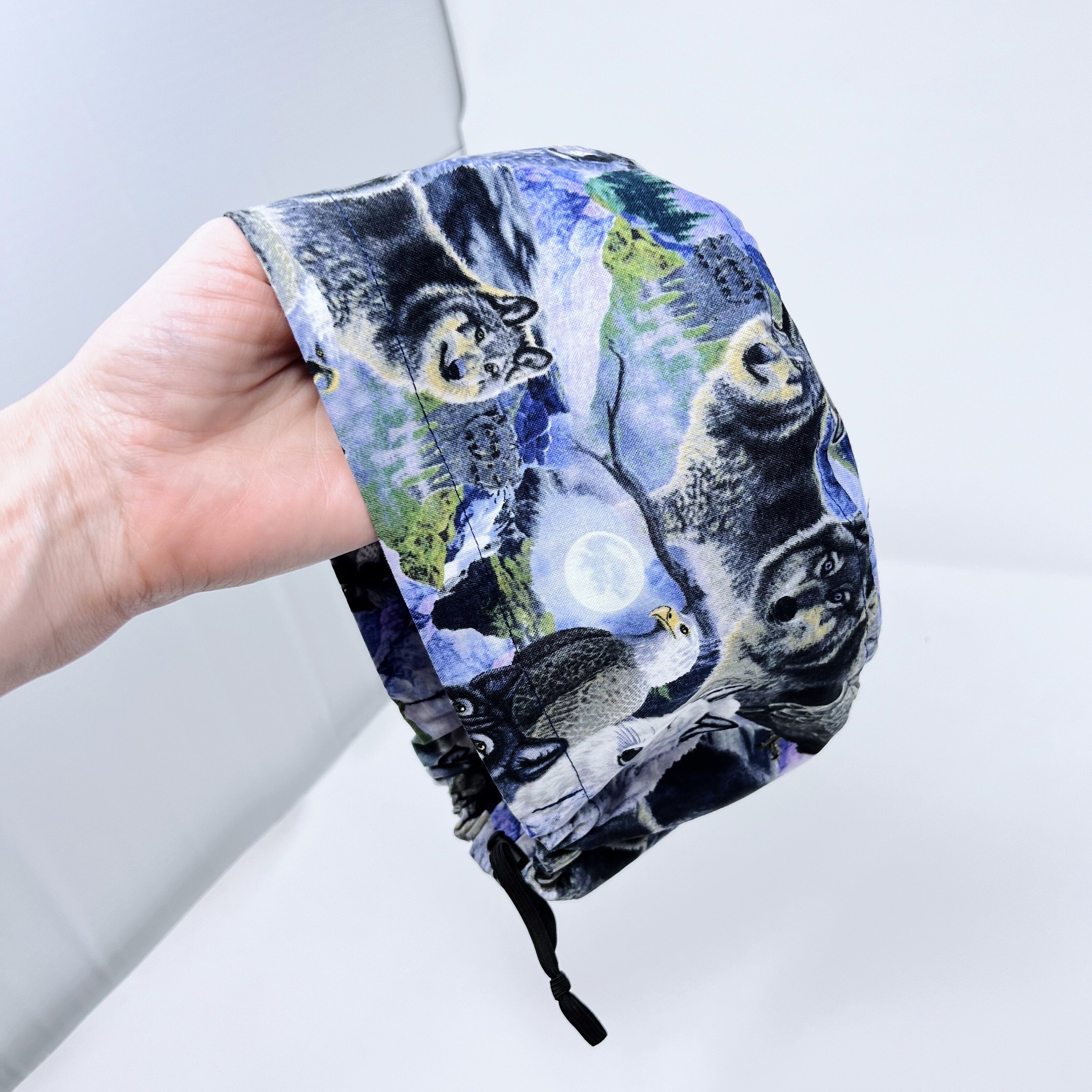 Wolves Euro Scrub Cap for Women with Satin Lined Option by Paradise Caps.