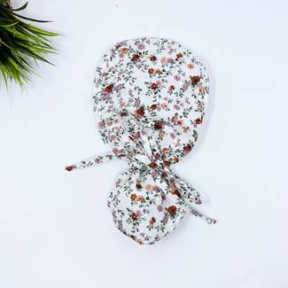 Floral ponytail scrub cap, Summer scrub cap with ponytail holder.