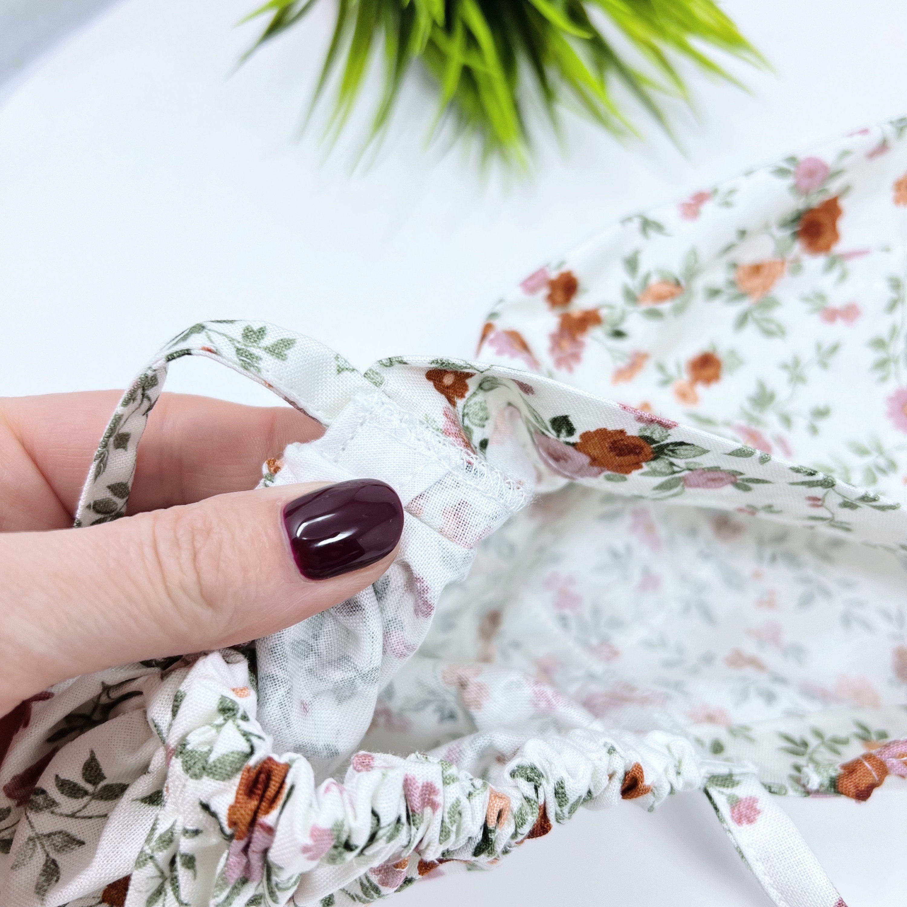 Floral ponytail scrub cap, Summer scrub cap with ponytail holder.