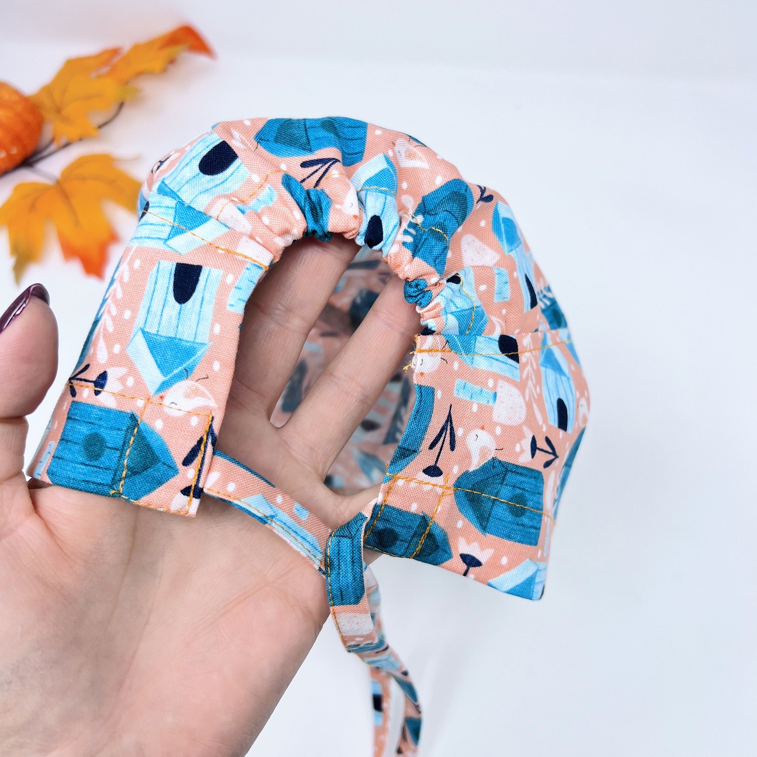 Birdhouses Skull tie-back style surgical scrub cap for men by Paradise Caps.