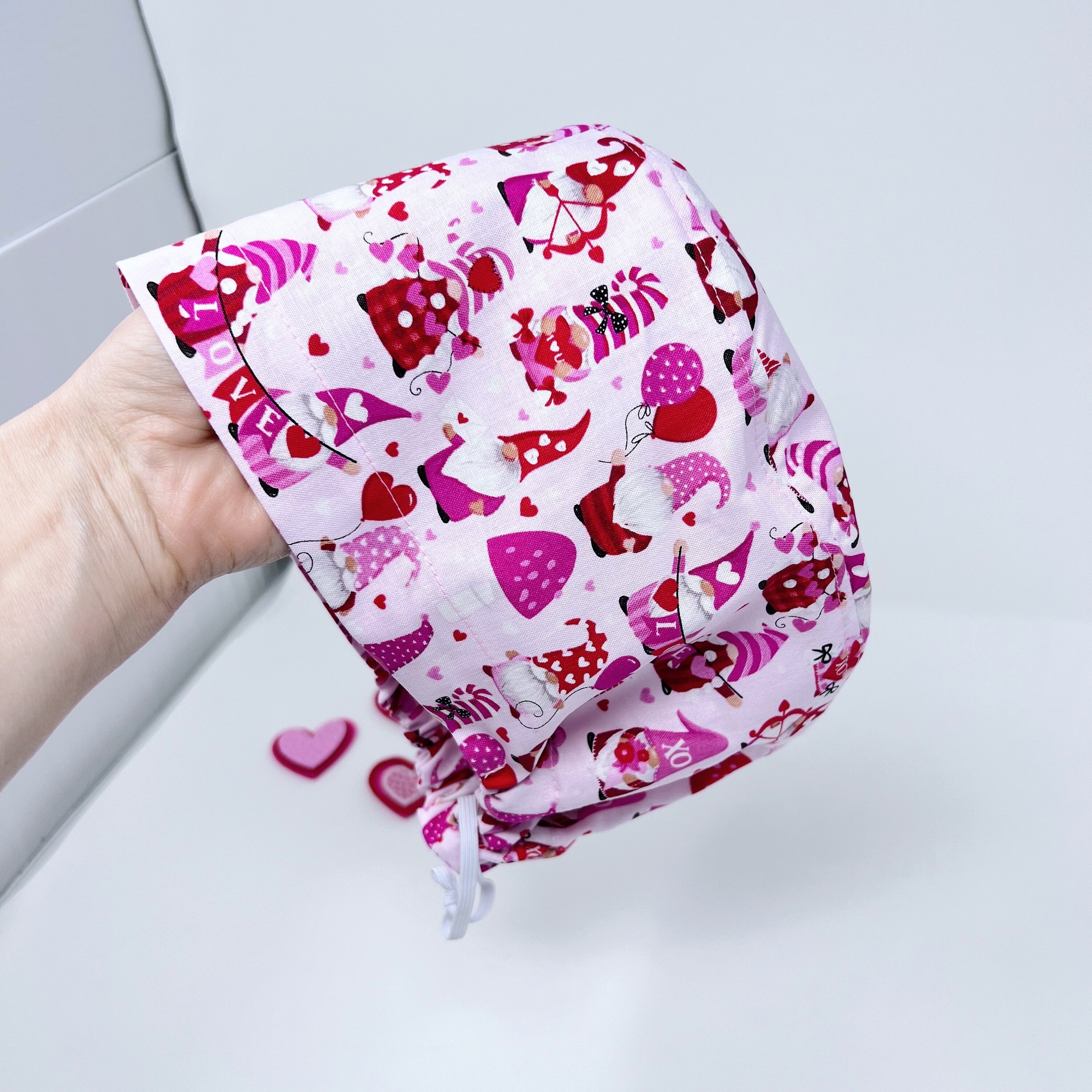 Valentine's day Euro Scrub Cap for Women with Satin Lined Option by Paradise Caps.
