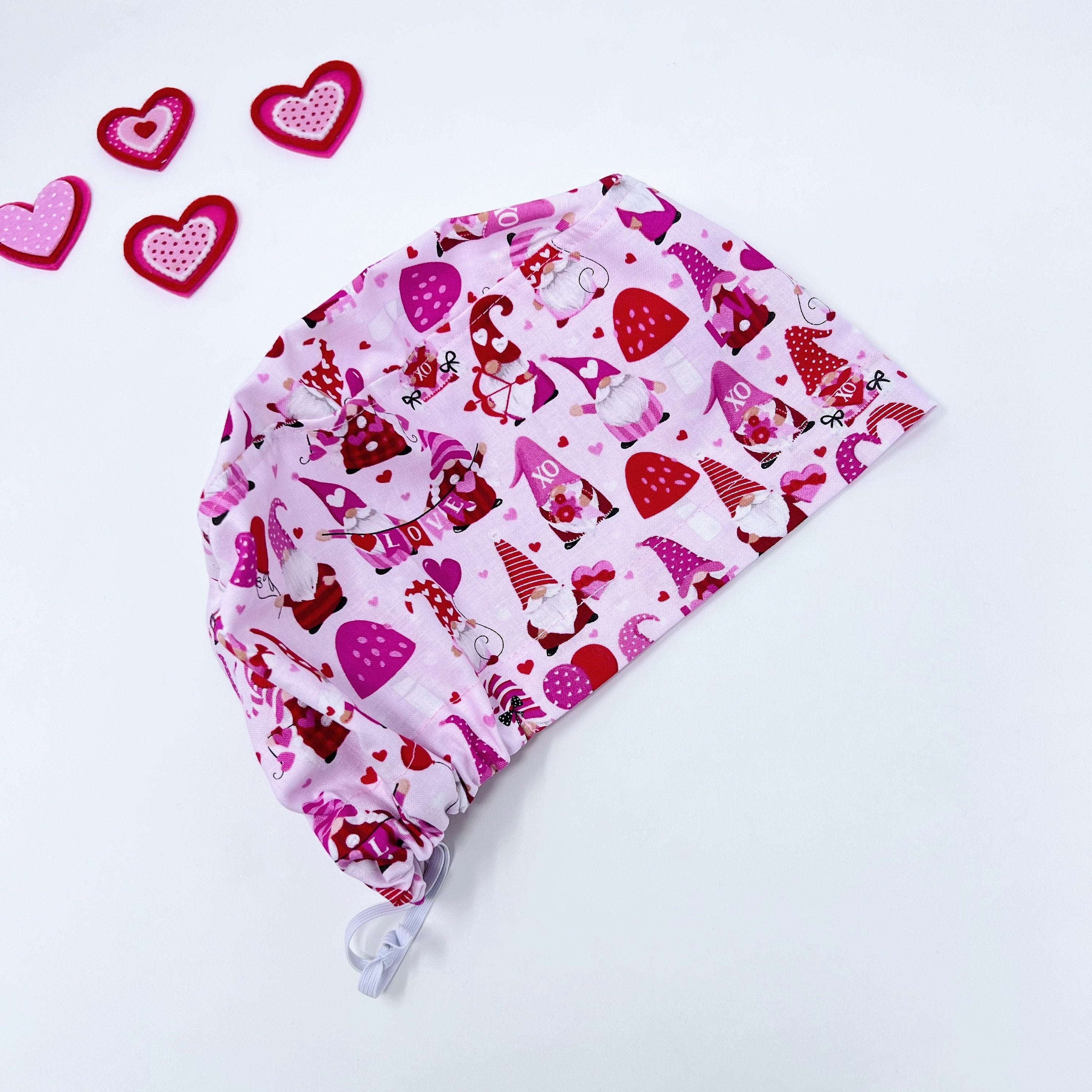 Valentine's day Euro Scrub Cap for Women with Satin Lined Option by Paradise Caps.