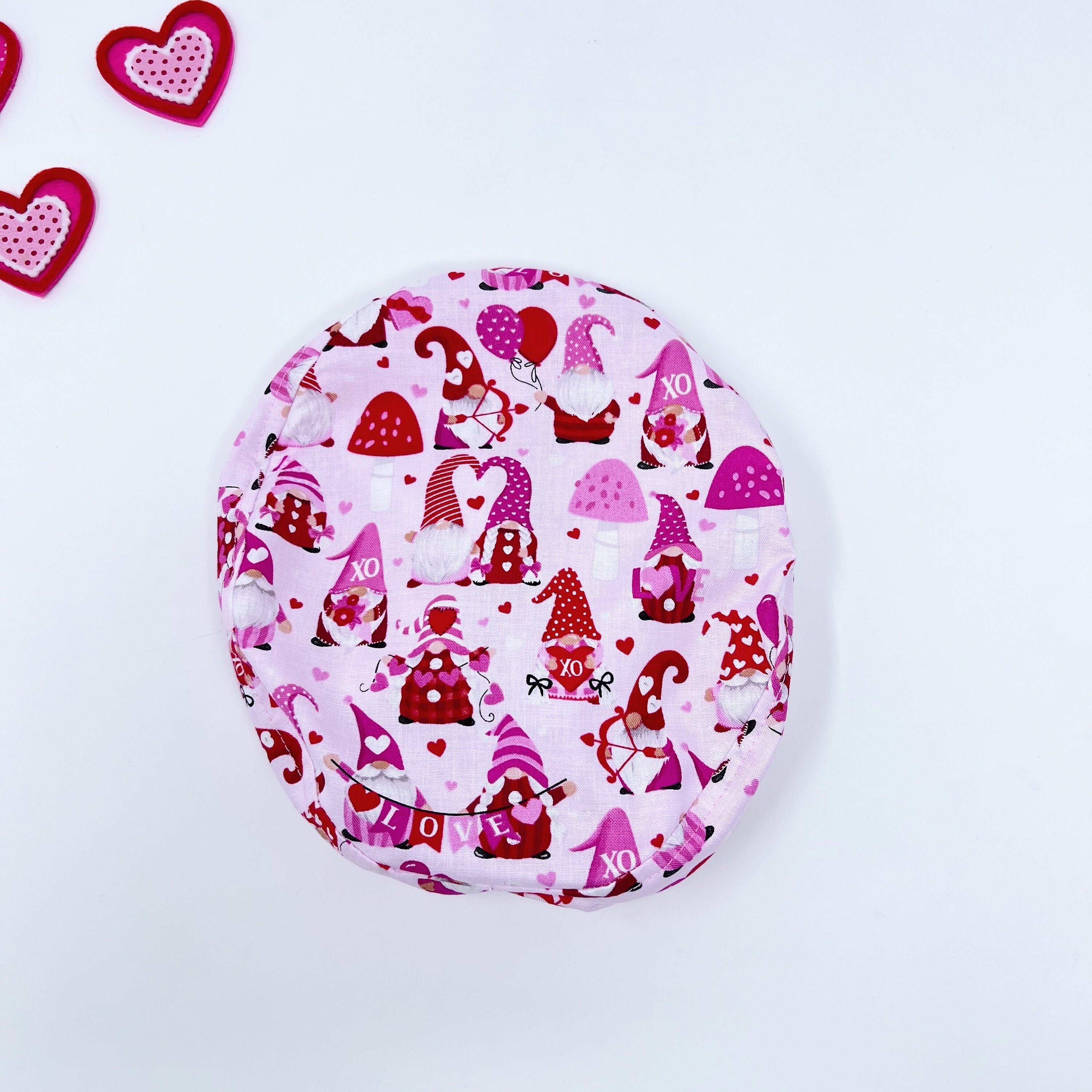 Valentine's day Euro Scrub Cap for Women with Satin Lined Option by Paradise Caps.