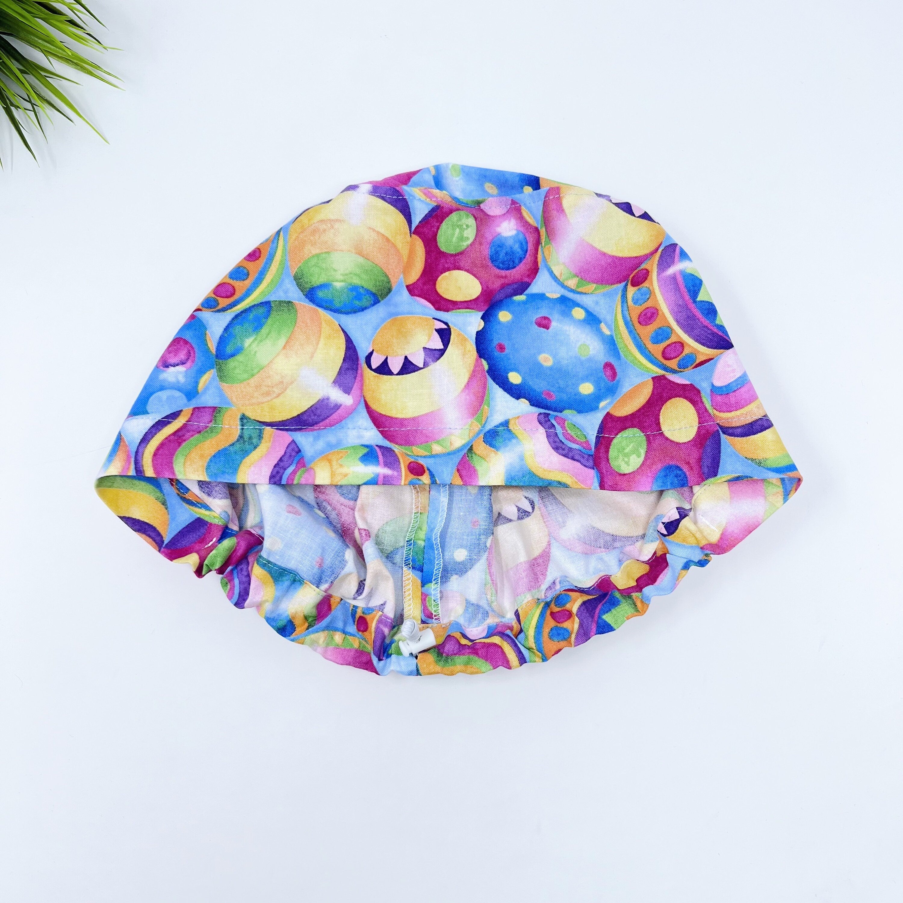 Easter Egg Euro Scrub Cap for Women with Satin Lined Option by Paradise Caps.