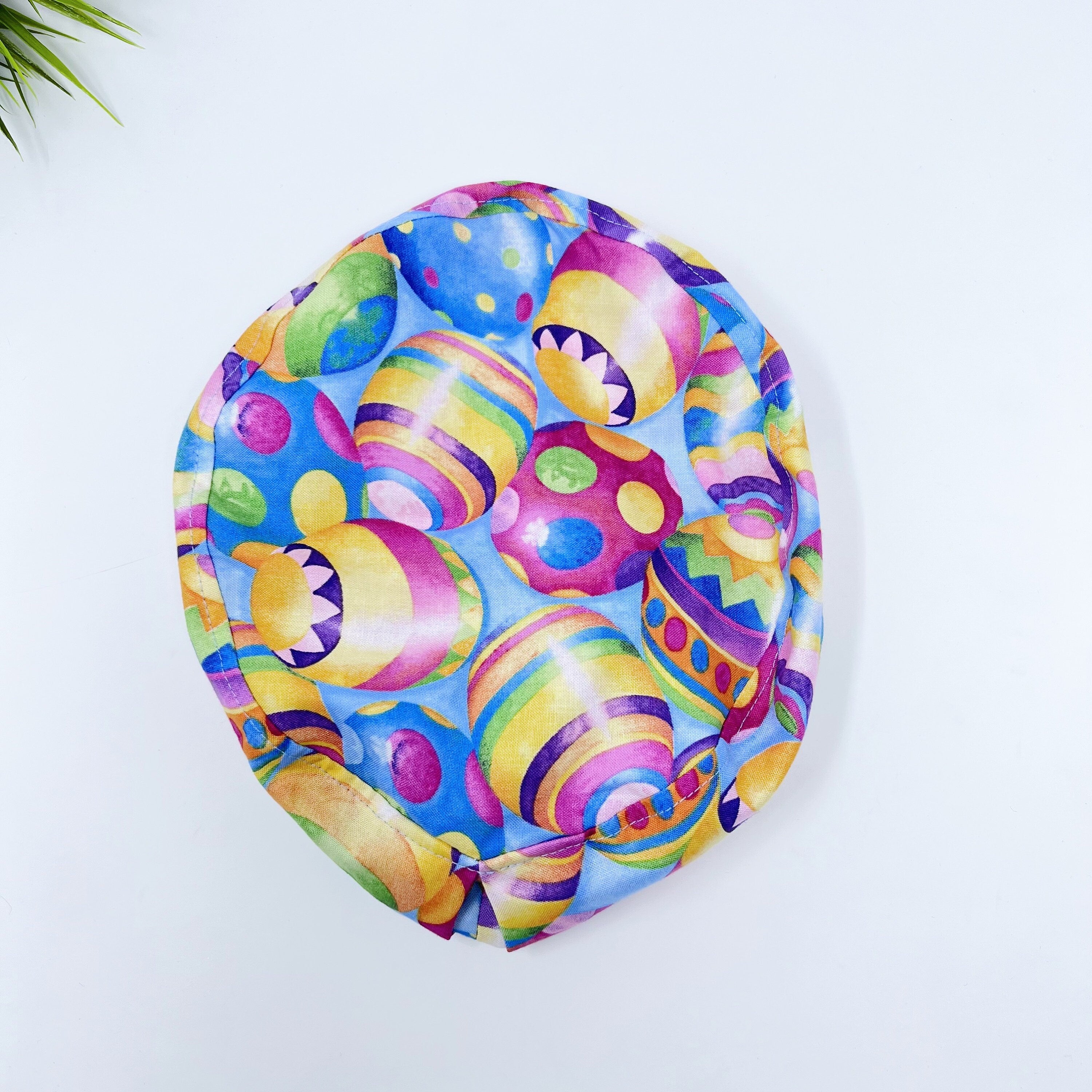 Easter Egg Euro Scrub Cap for Women with Satin Lined Option by Paradise Caps.