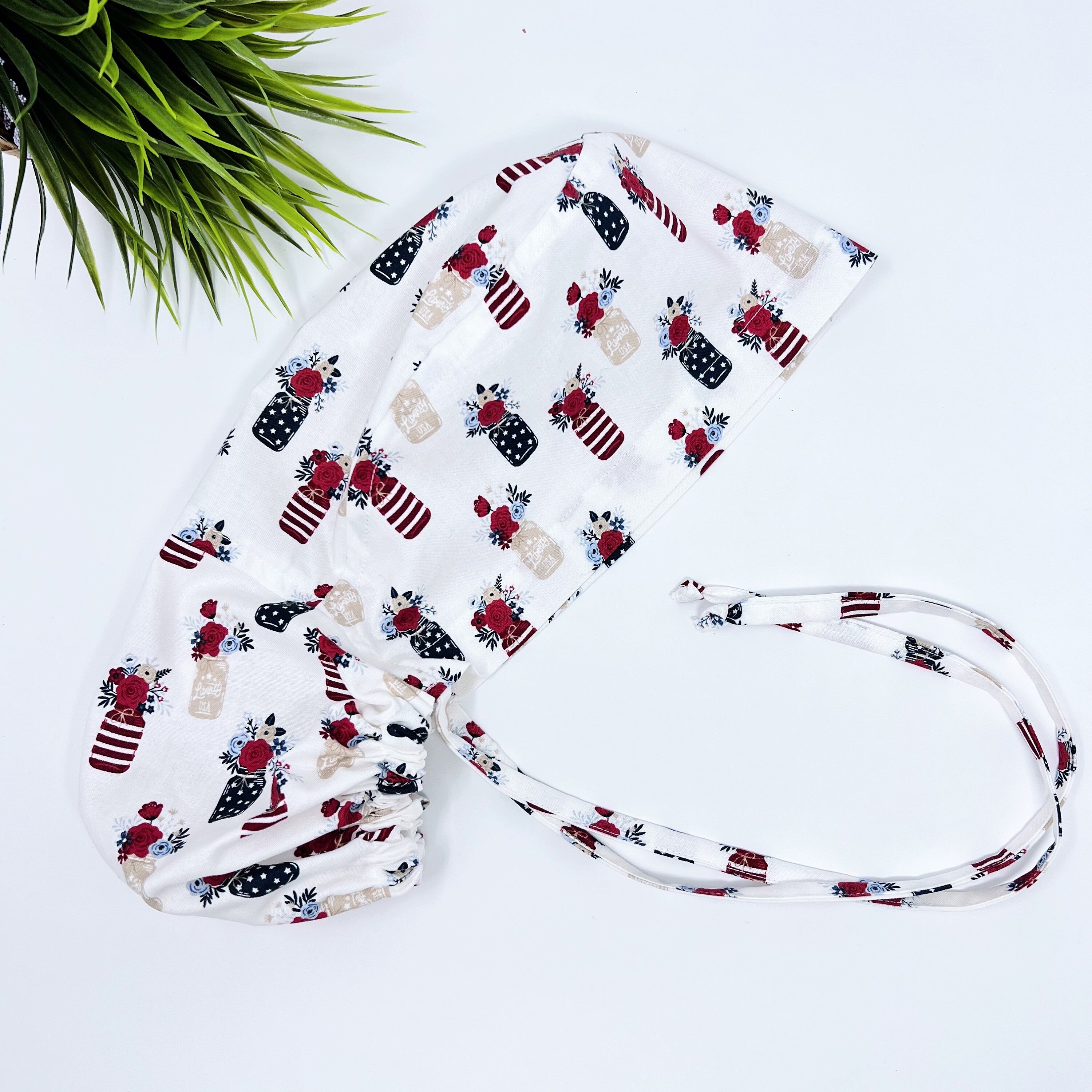 Vase Ponytail scrub cap for women with satin lined option by Paradise Caps.