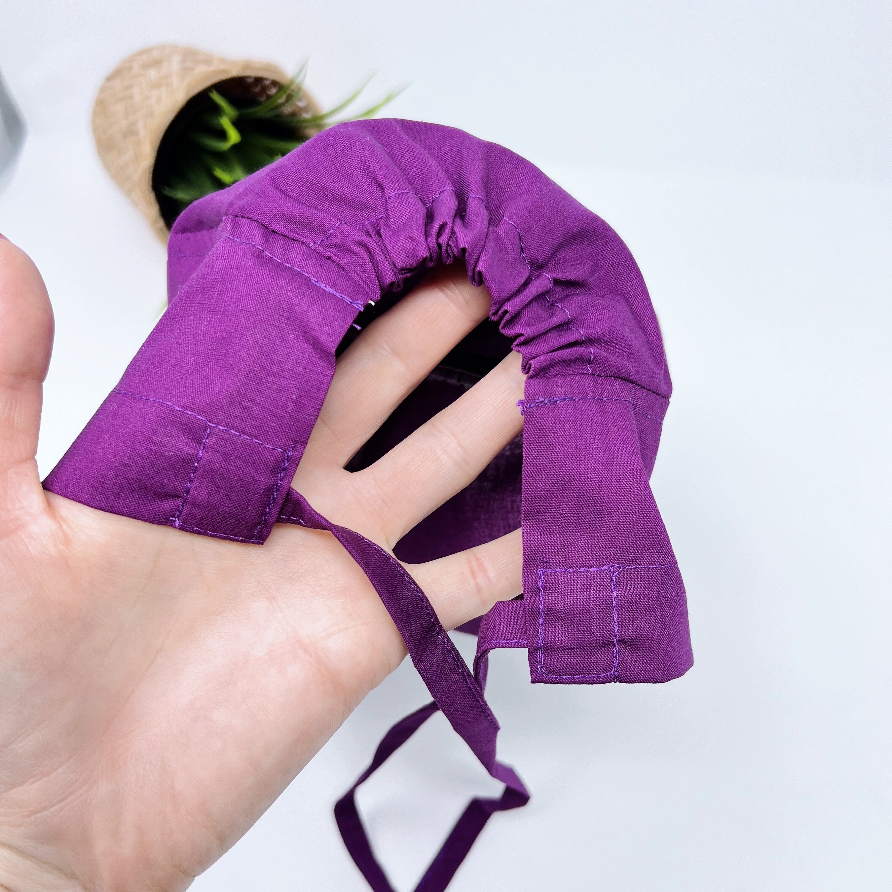 Violet solid Skull tie-back style surgical scrub cap for men by Paradise Caps.