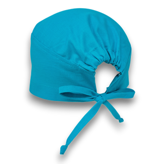 Solid blue Skull tie-back style surgical scrub cap by Paradise Caps.