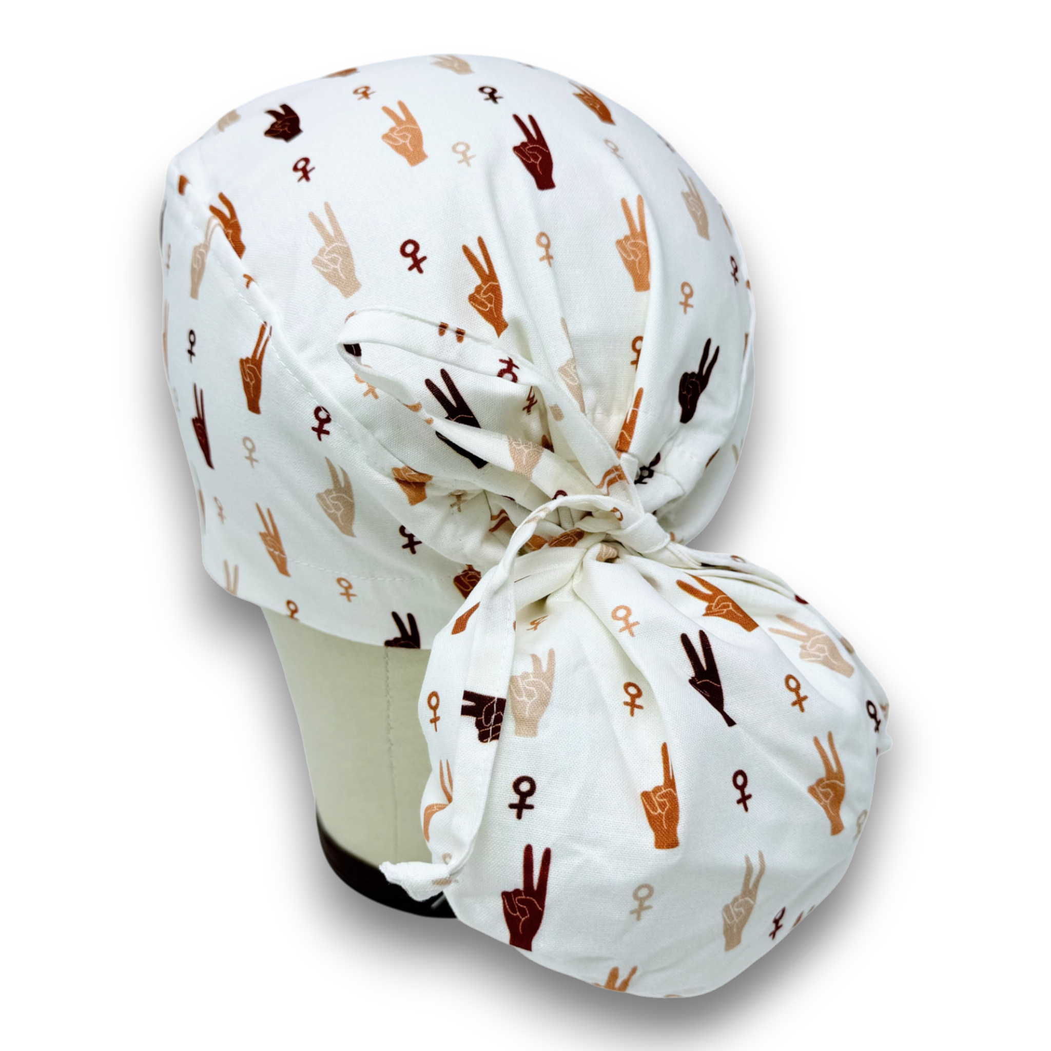 Pediatric Ponytail scrub cap for women with satin lined option by Paradise Caps.