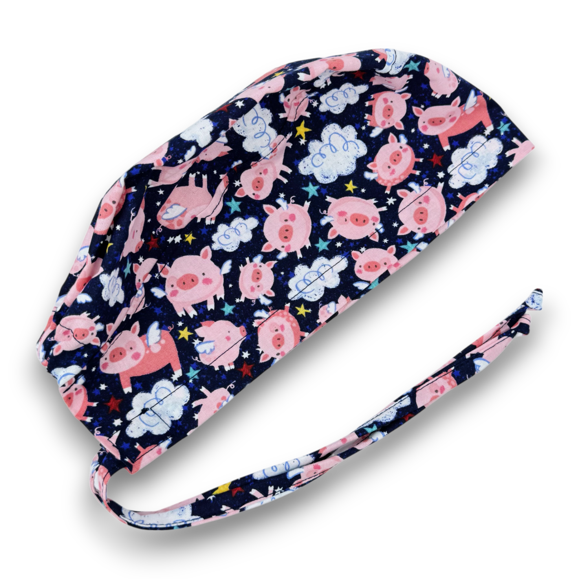 Men's Scrub Hat. Pig skull tie-back style surgical scrub cap by Paradise Caps.