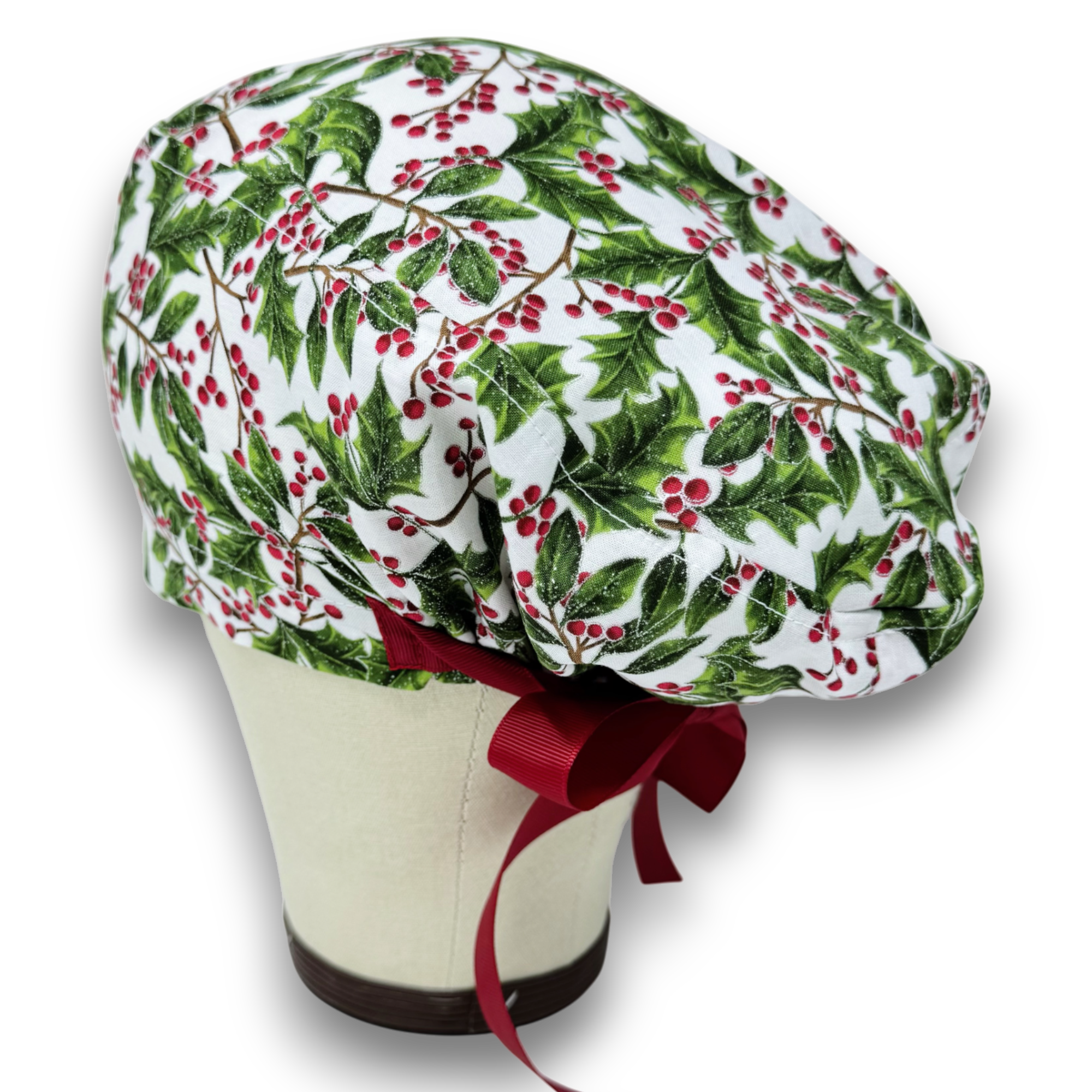 Christmas Euro scrub cap with ties for Women by Paradise Caps. Euro PLUS style.