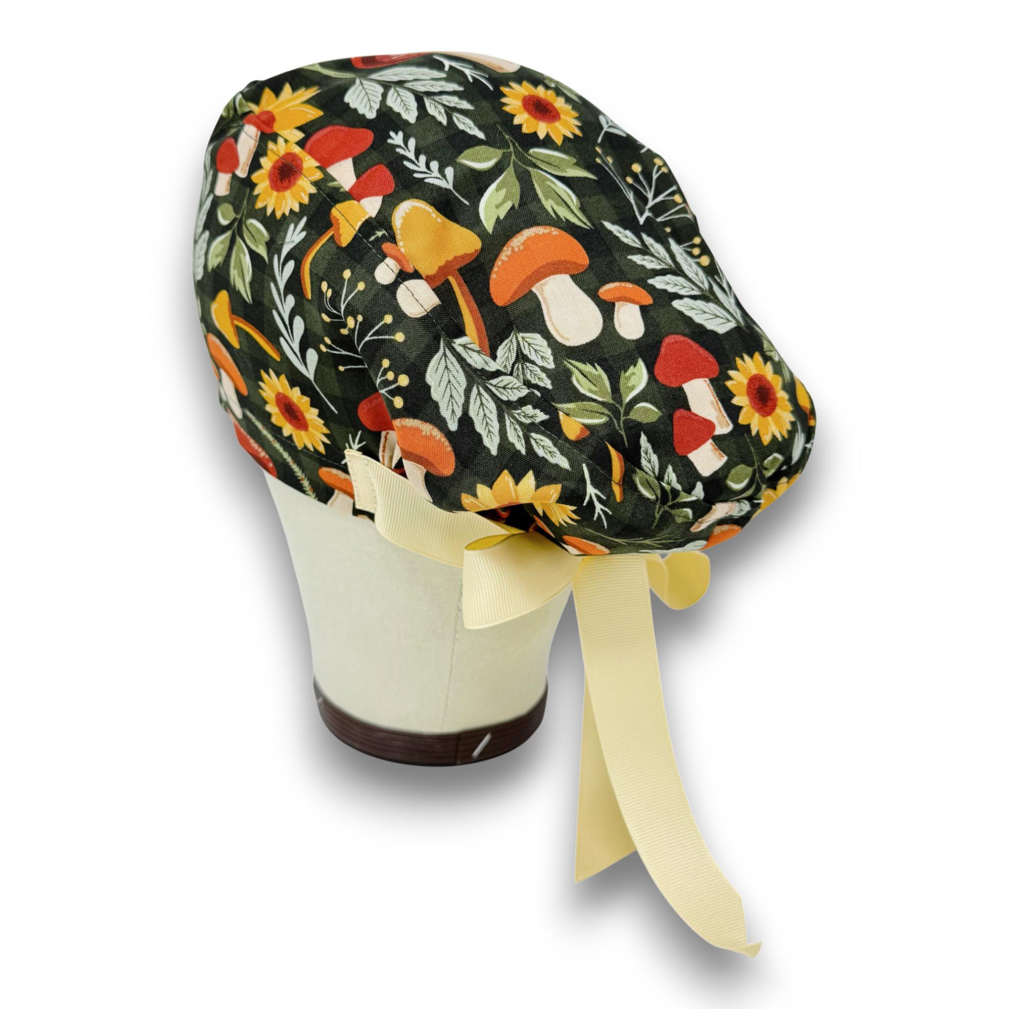 Fall flower Euro scrub cap with ties for Women by Paradise Caps. Euro PLUS style.