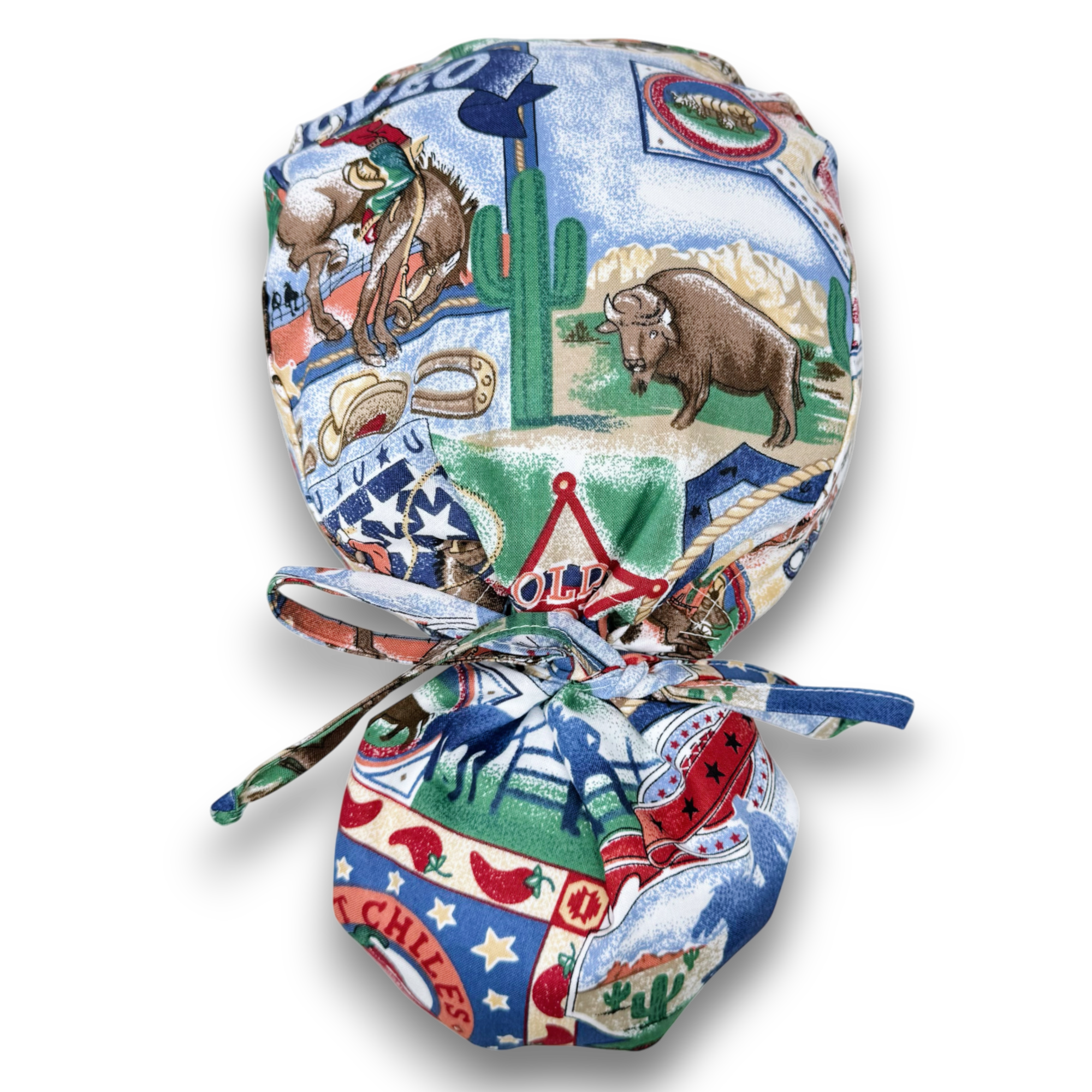Rodeo Ponytail scrub cap for women with satin lined option by Paradise Caps.