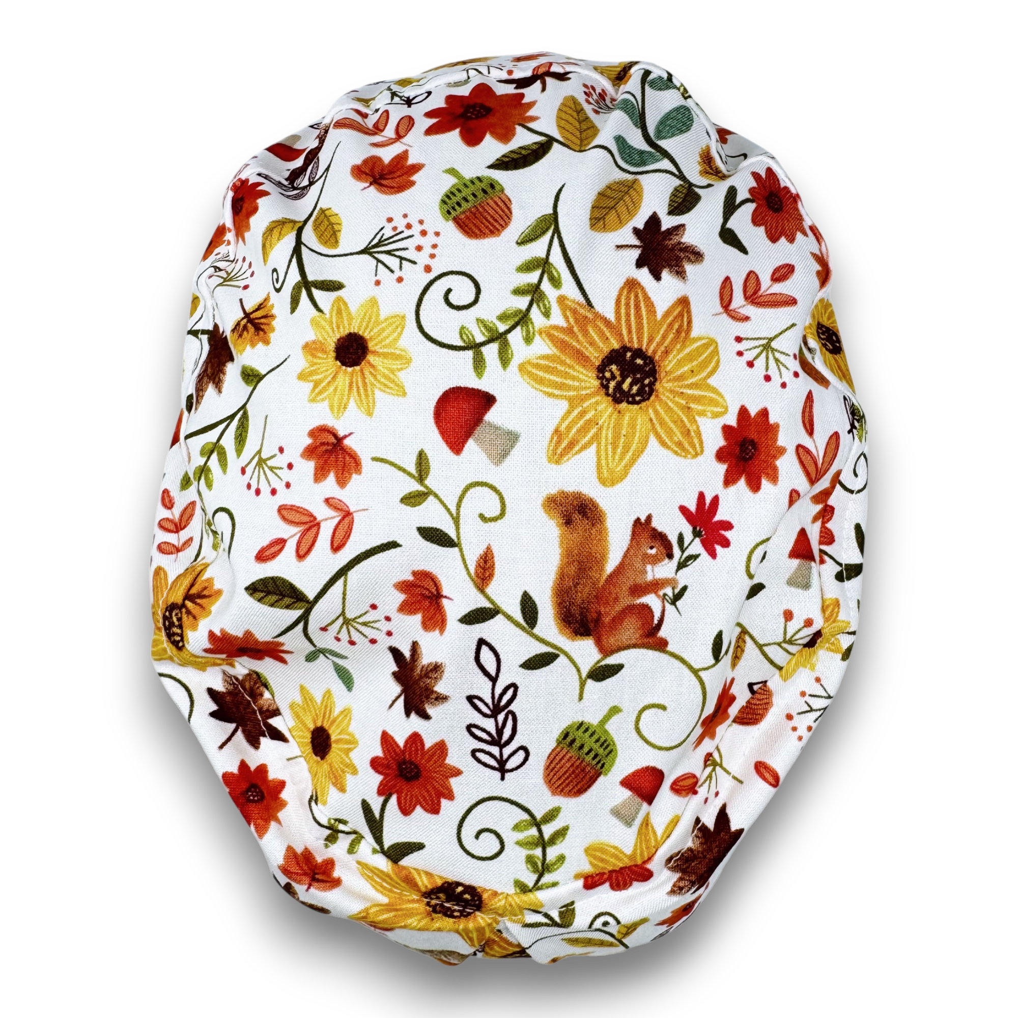 Fall flower Euro scrub cap for women. Floral European satin lined surgical cap by Paradise Caps.