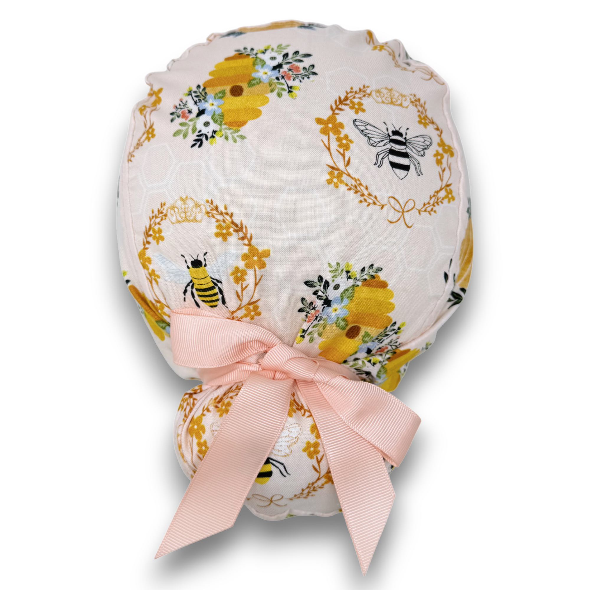 Bee Euro scrub cap with ties for Women by Paradise Caps. Euro PLUS style.