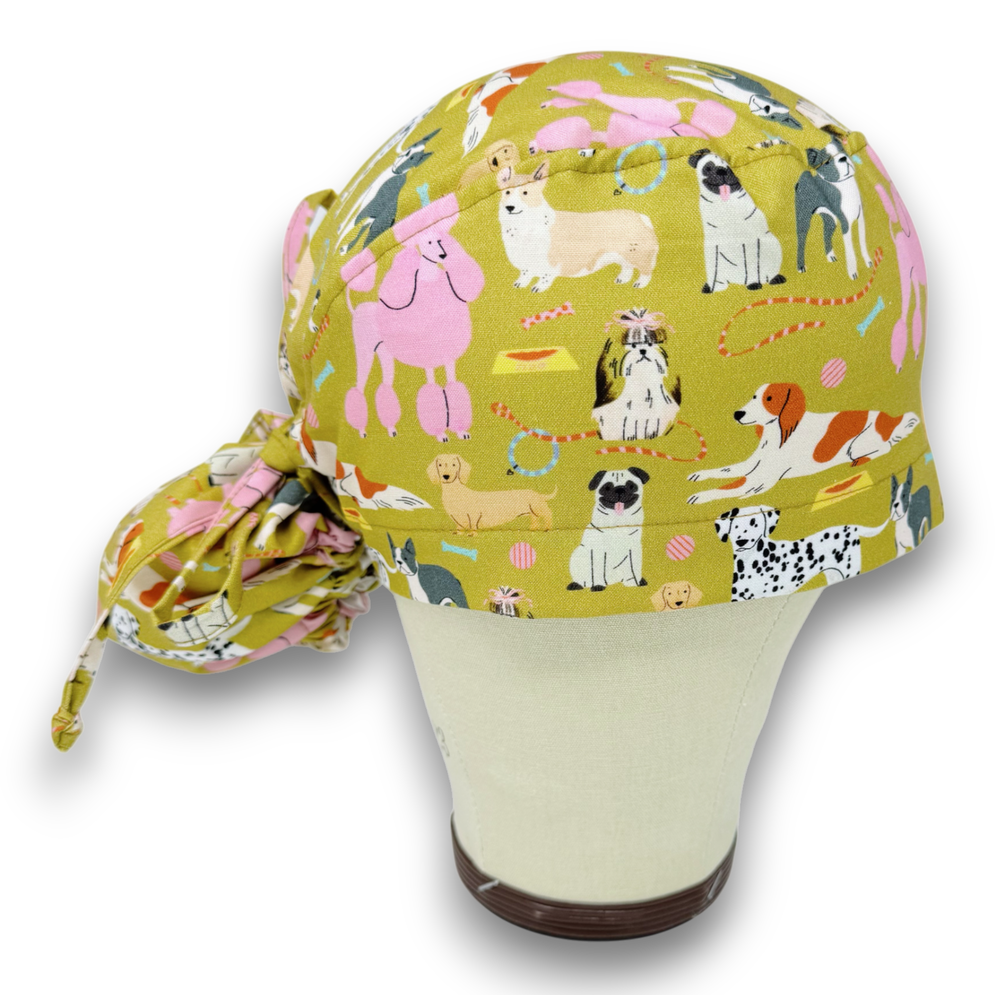 Dog Ponytail scrub cap by Paradise Caps. Funny Surgical cap for women with satin lined option.