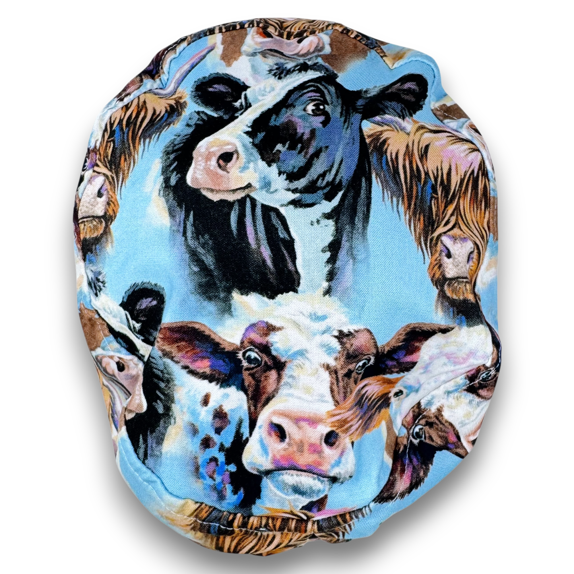 Cow Euro Scrub Cap for Women with Satin Lined Option by Paradise Caps.