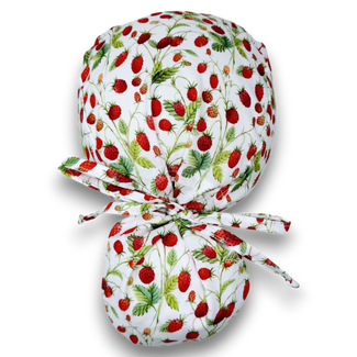 Strawberry Ponytail scrub cap for women with satin lined option by Paradise Caps.