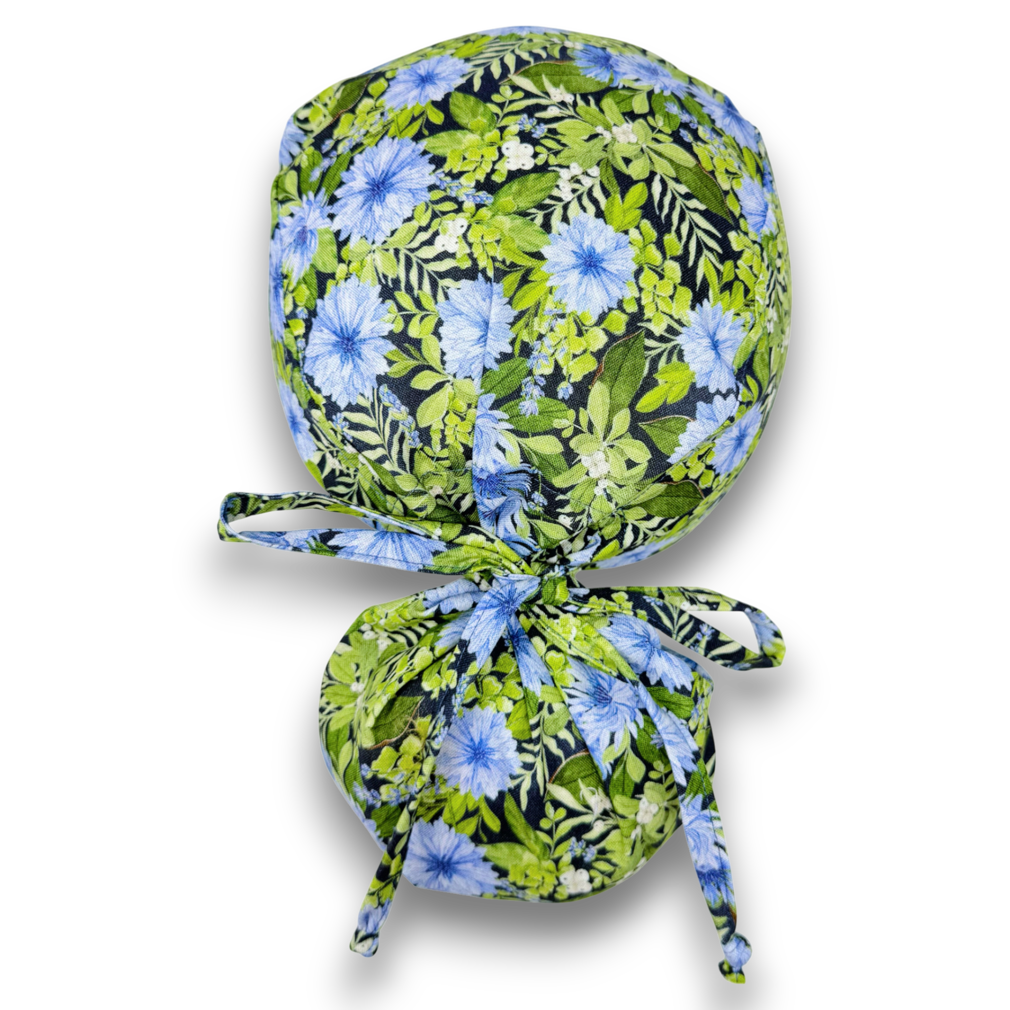Cornflower Ponytail scrub cap for women with satin lined option by Paradise Caps.