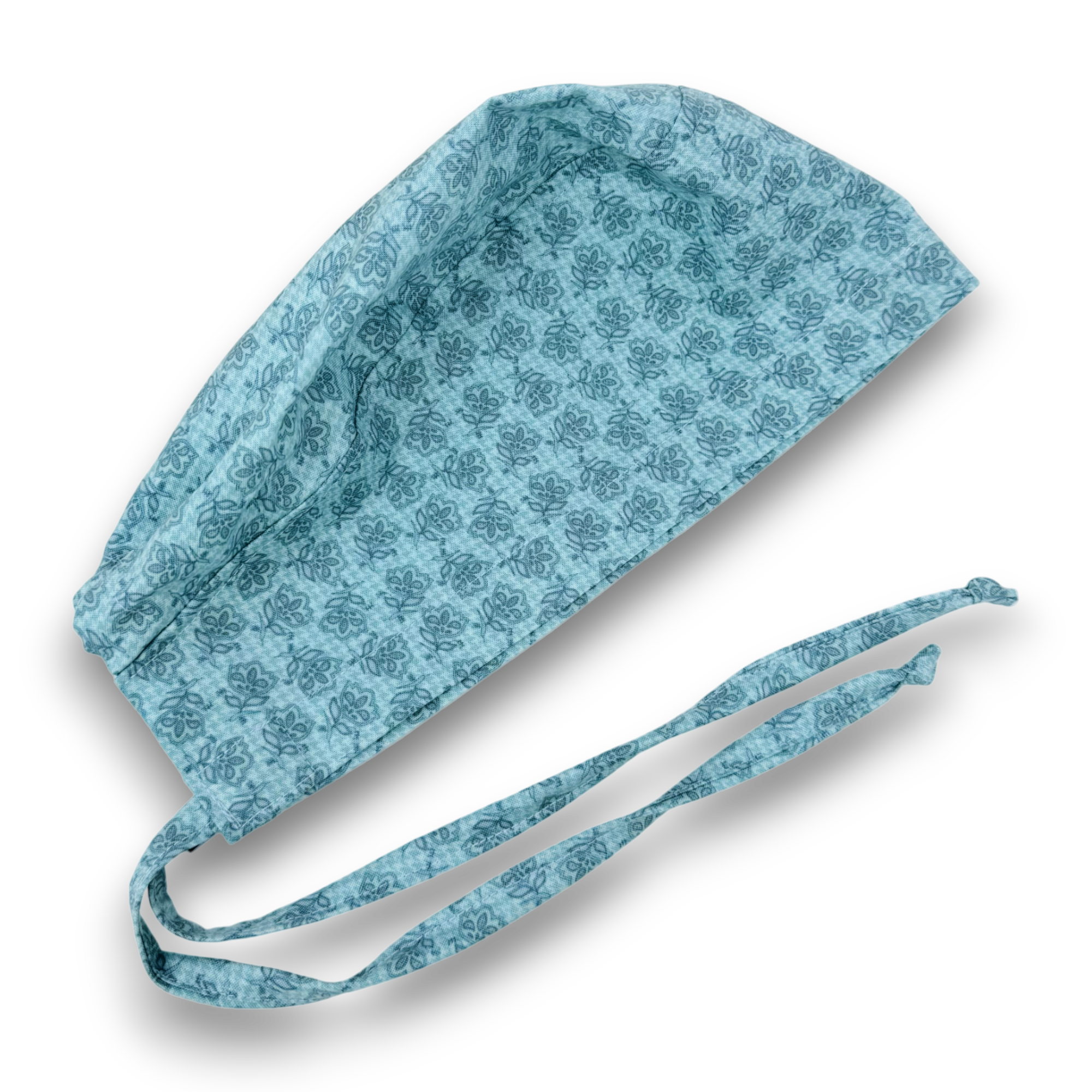 Floral Skull tie-back style surgical scrub cap for men by Paradise Caps. Success