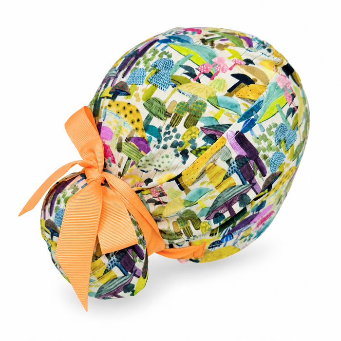 Wild Mushroom Euro Plus scrub cap with autumn woodland print