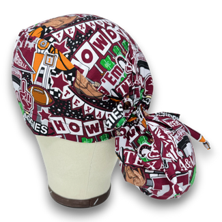 Ponytail scrub cap for women. Texas Scrub hat with satin lined option by Paradise Caps.