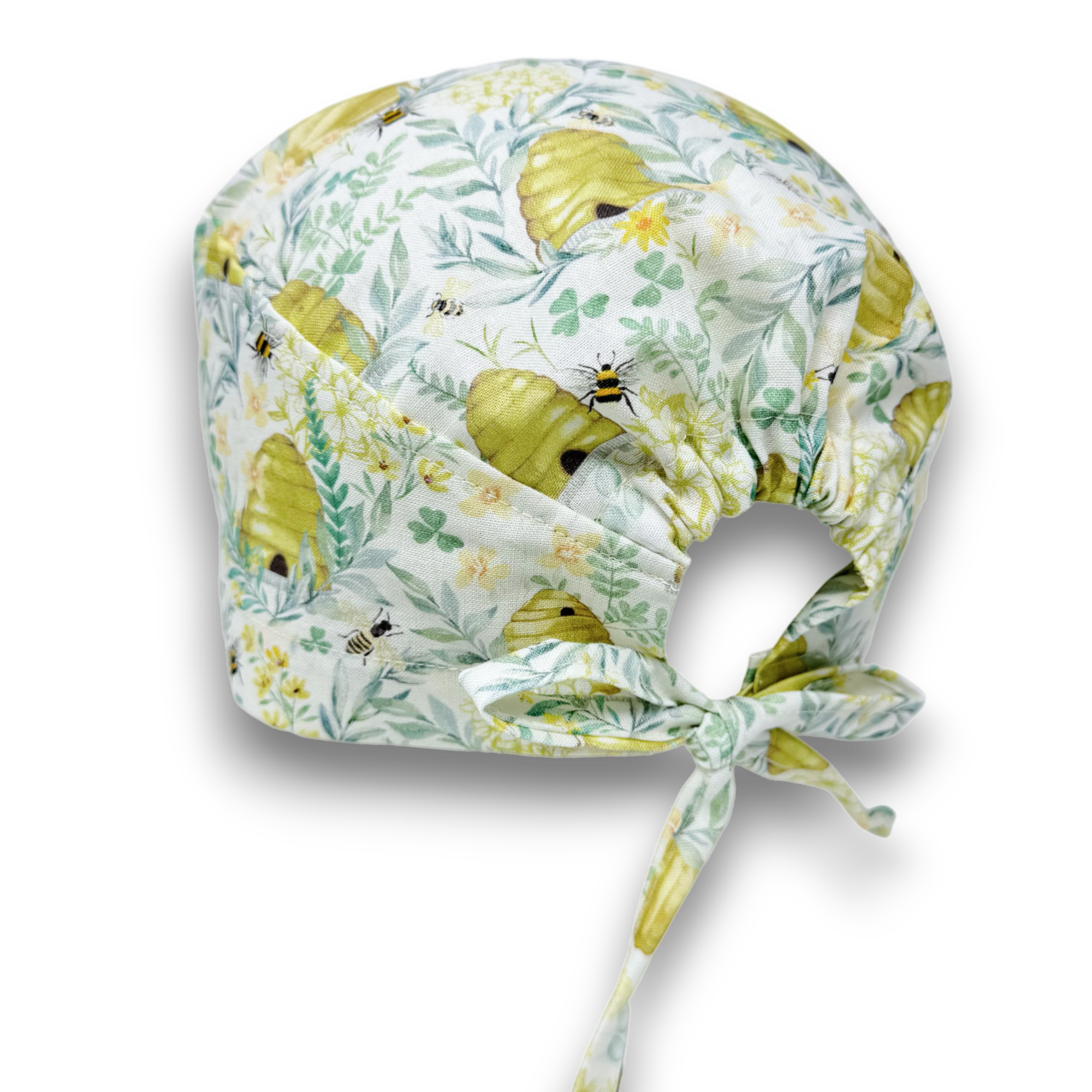 Bee Skull tie-back style surgical scrub cap for men by Paradise Caps.