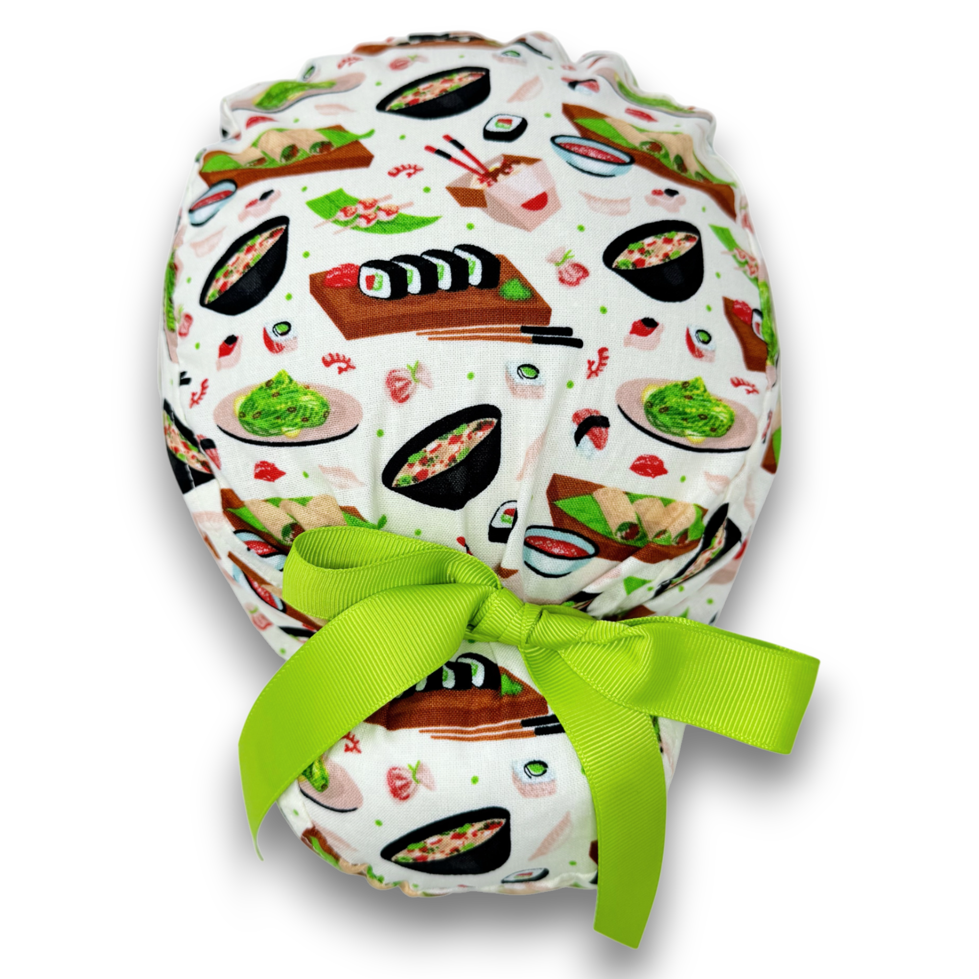 Sushi   Euro scrub cap with ties for Women by Paradise Caps. Euro PLUS style.