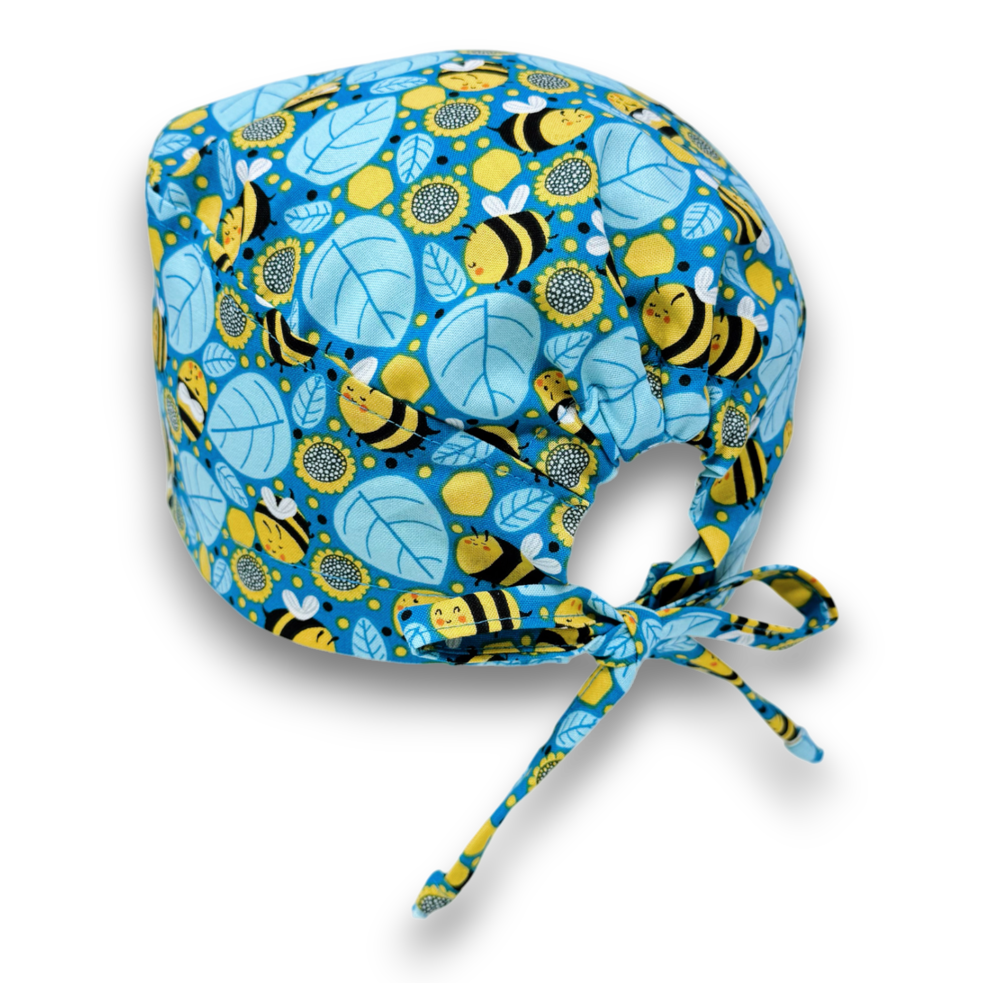 Bee Skull tie-back style surgical scrub cap for men by Paradise Caps.