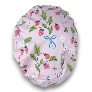 Spring Strawberries Euro Scrub Cap for Women with Satin Lined Option by Paradise Caps.