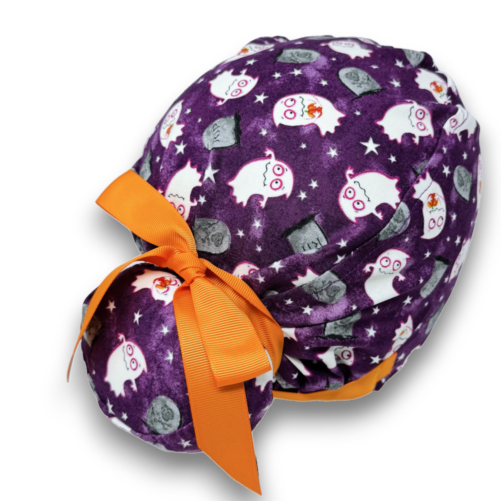 Glow Ghost Euro scrub cap with ties for Women by Paradise Caps. Euro PLUS style.